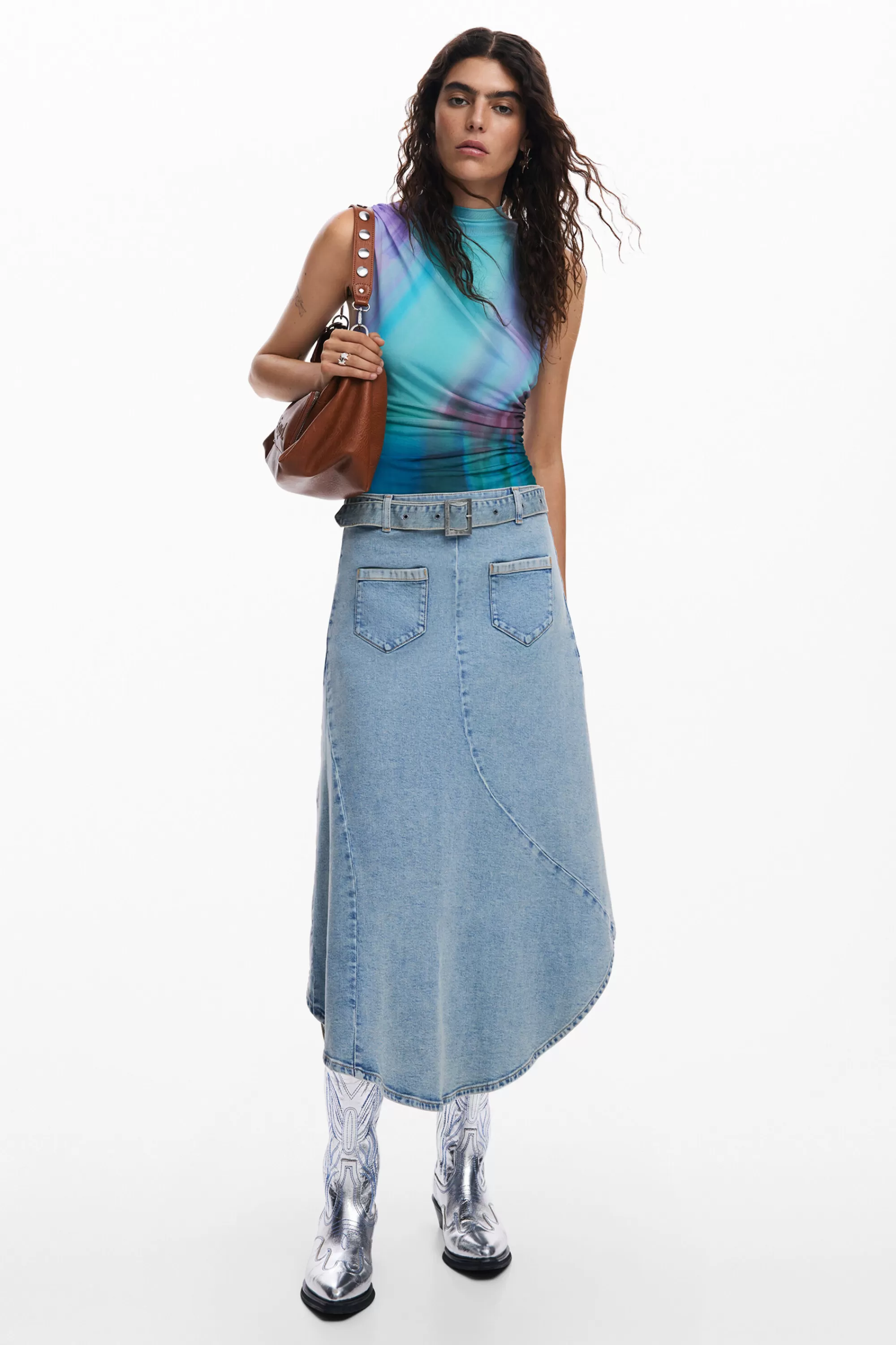 Desigual Skirts And Shorts>Asymmetric denim skirt