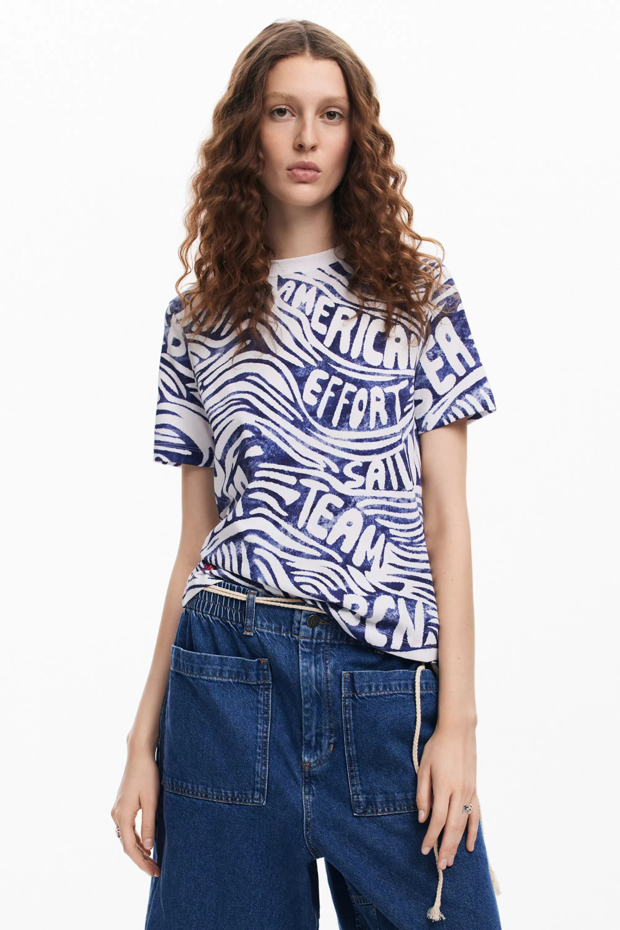 Desigual Shirts And Blouses | T-shirts>Blue American Magic T-shirt