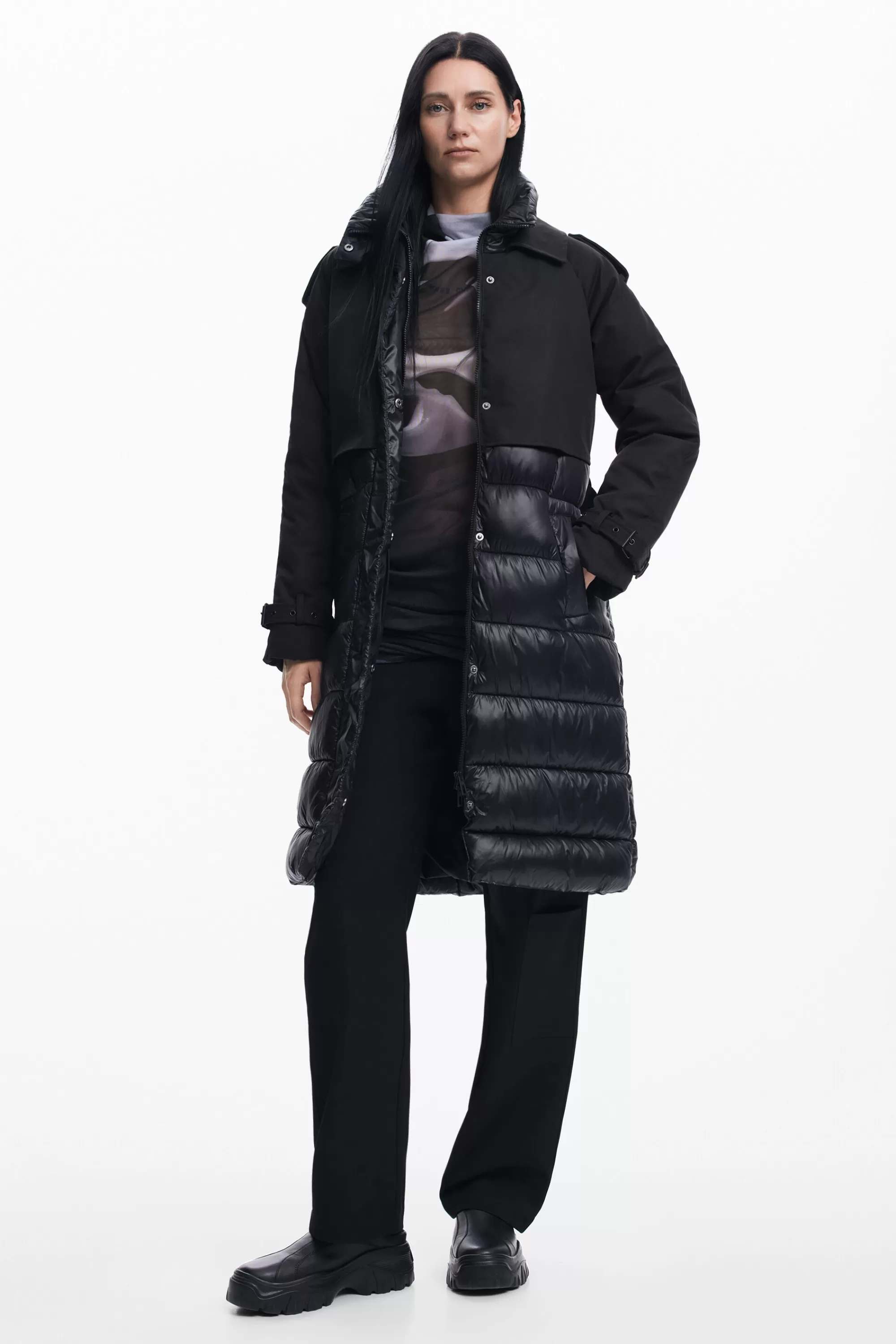 Desigual Coats And Jackets>Combined padded coat