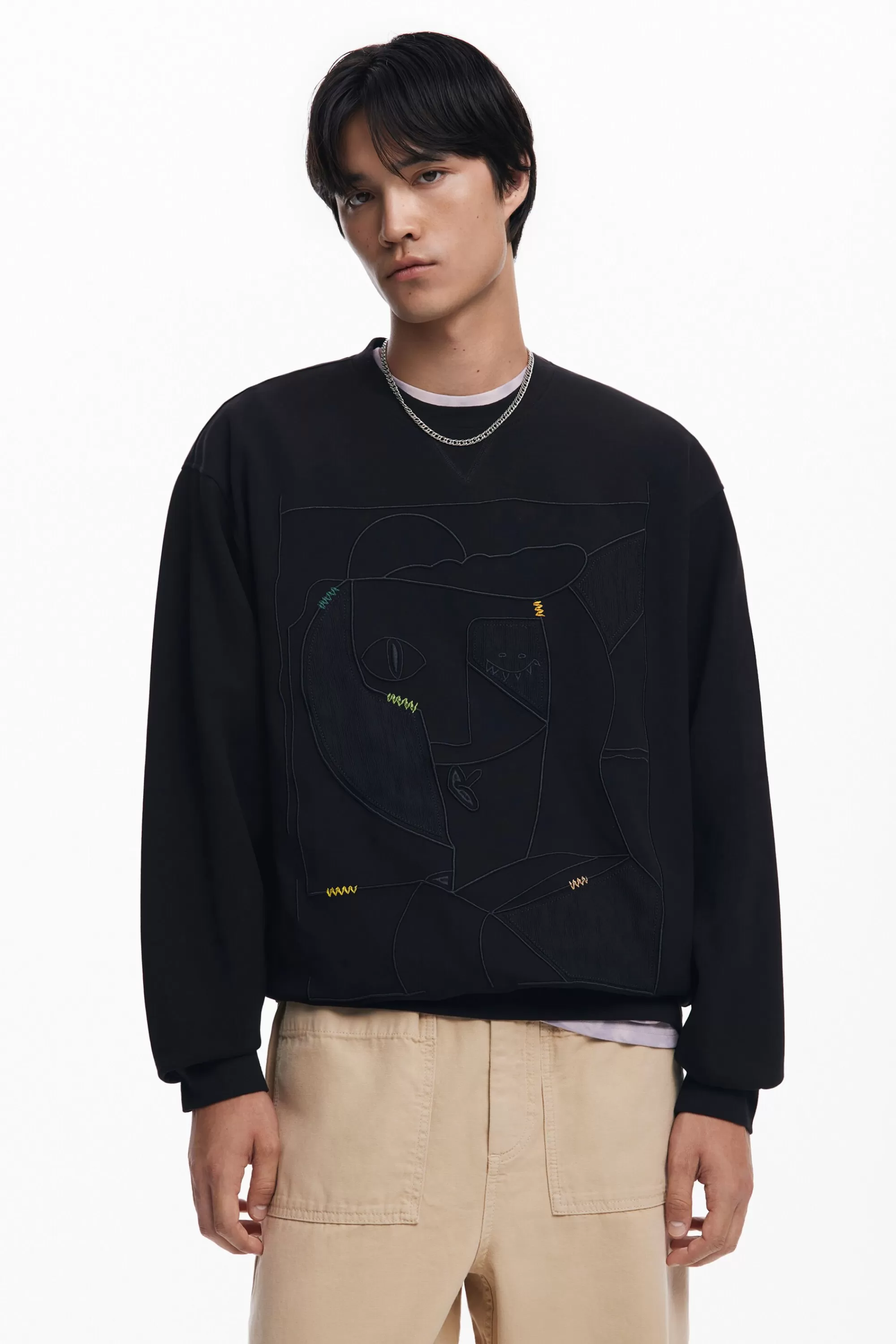 Desigual Jumpers And Sweatshirts>Contrast Embroidered Sweatshirt