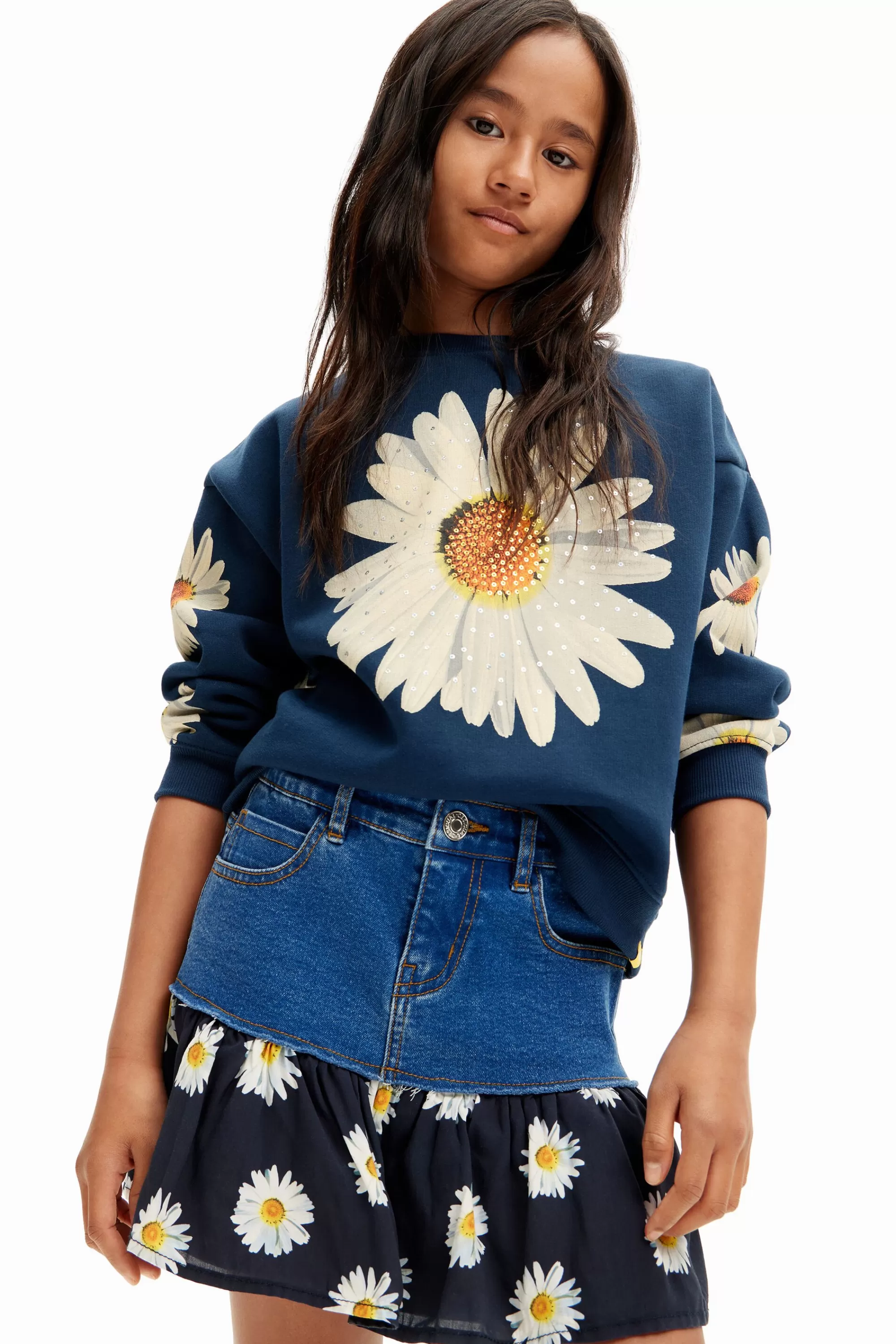 Desigual Skirts And Trousers>Daisy ruffle denim mini skirt