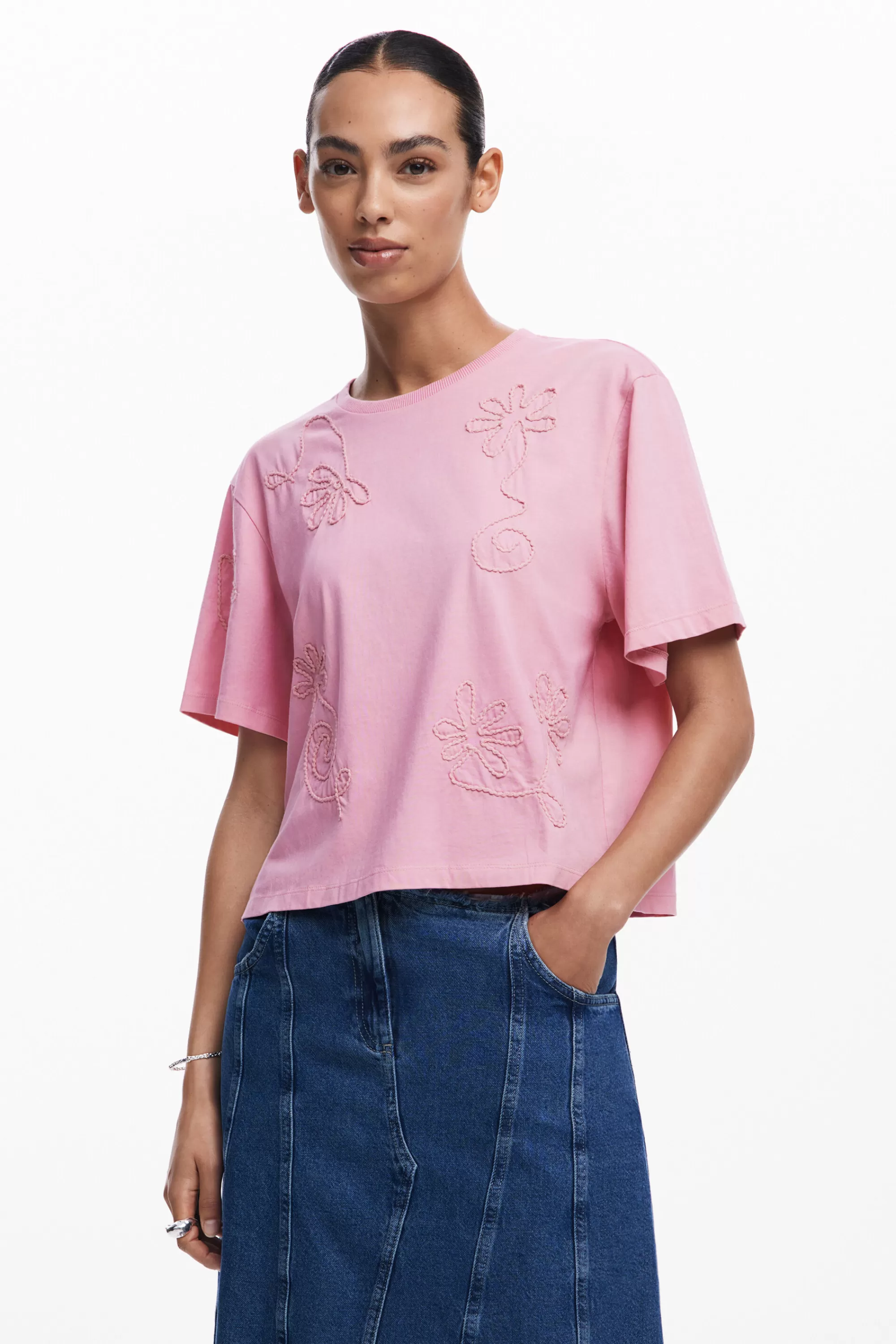 Desigual Shirts And Blouses | T-shirts>Embroidered flower T-shirt