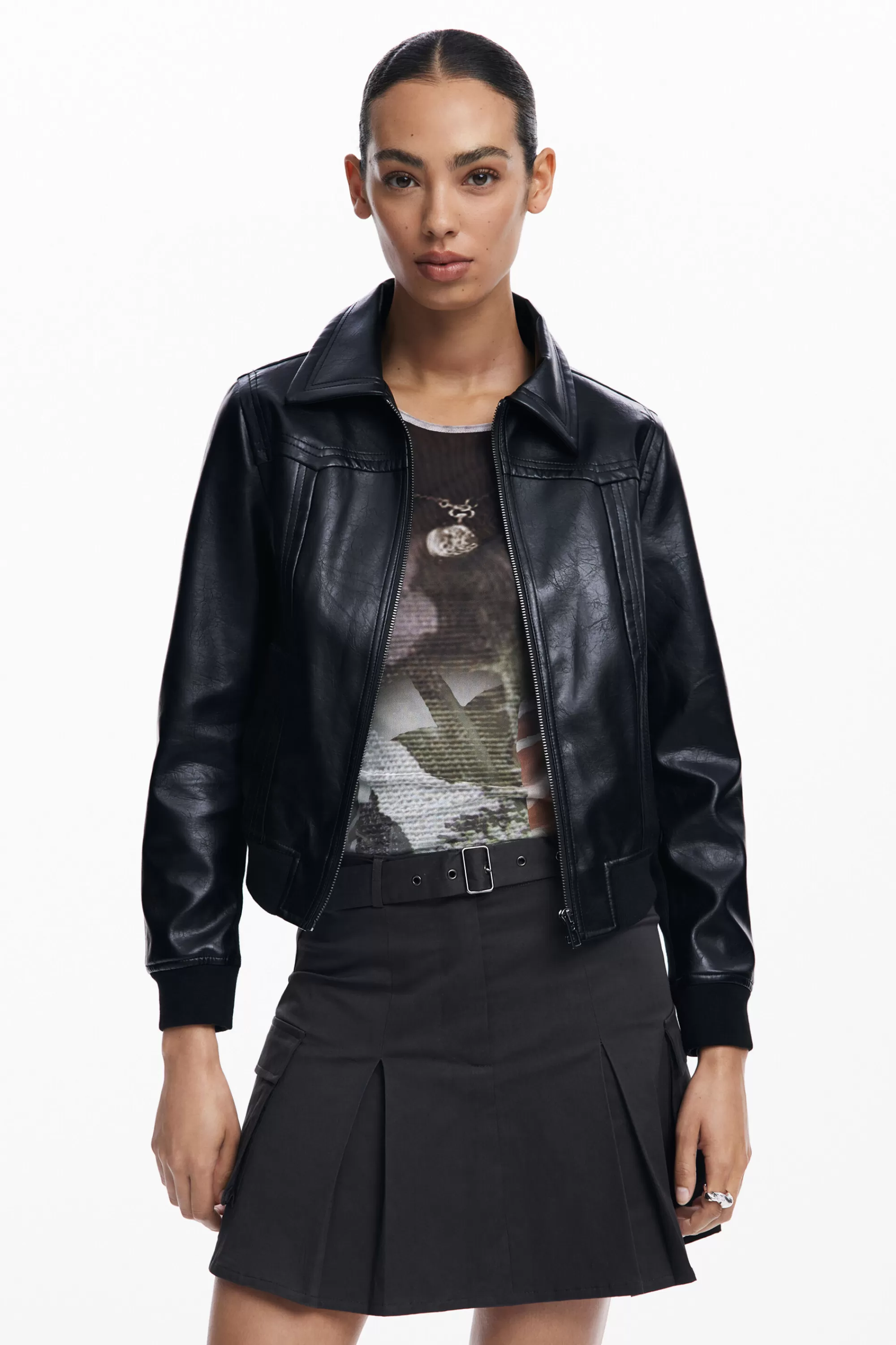 Desigual Coats And Jackets>Faux leather biker jacket