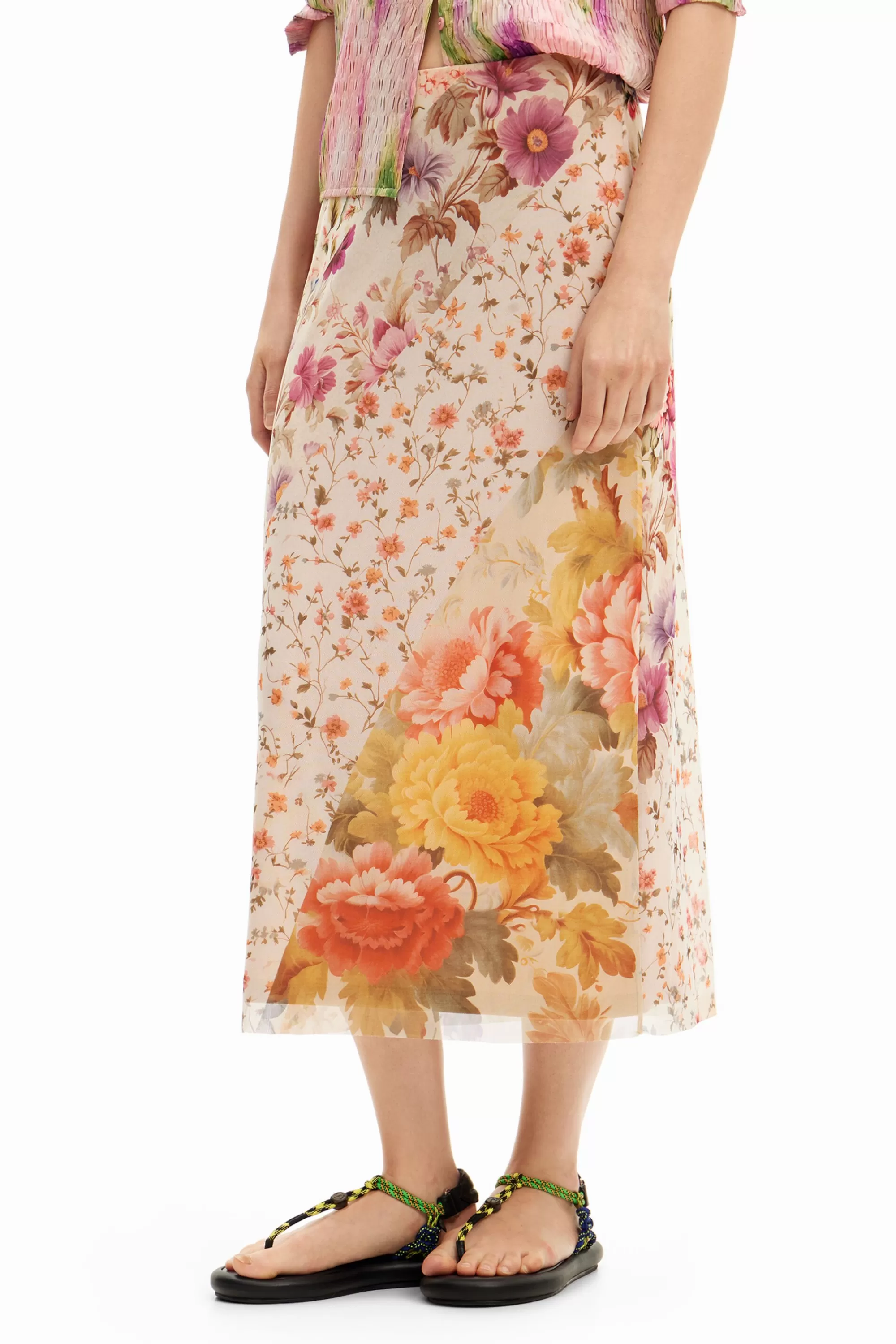 Desigual Skirts And Shorts>Floral patchwork midi skirt