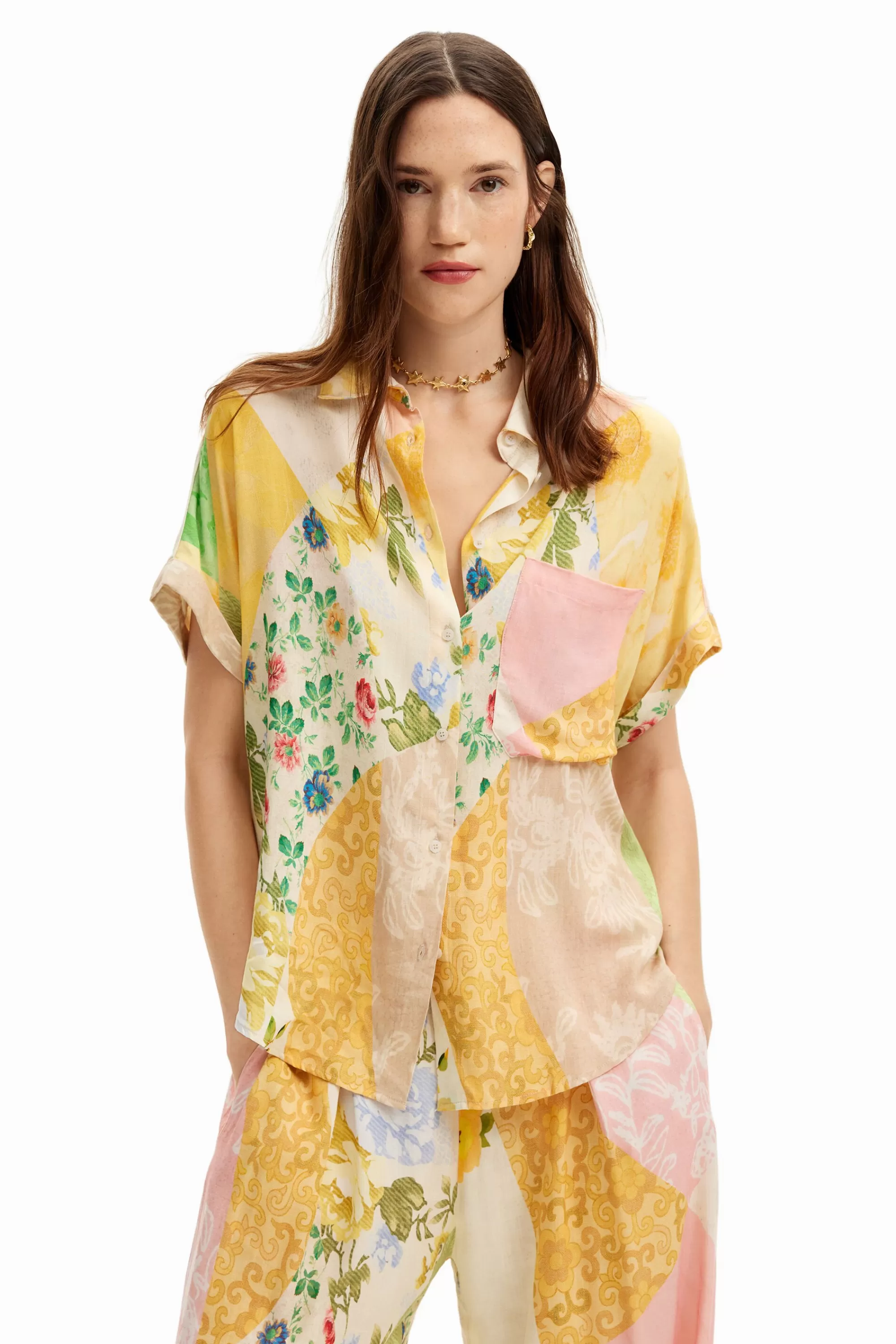 Desigual Shirts And Blouses>Floral patchwork shirt