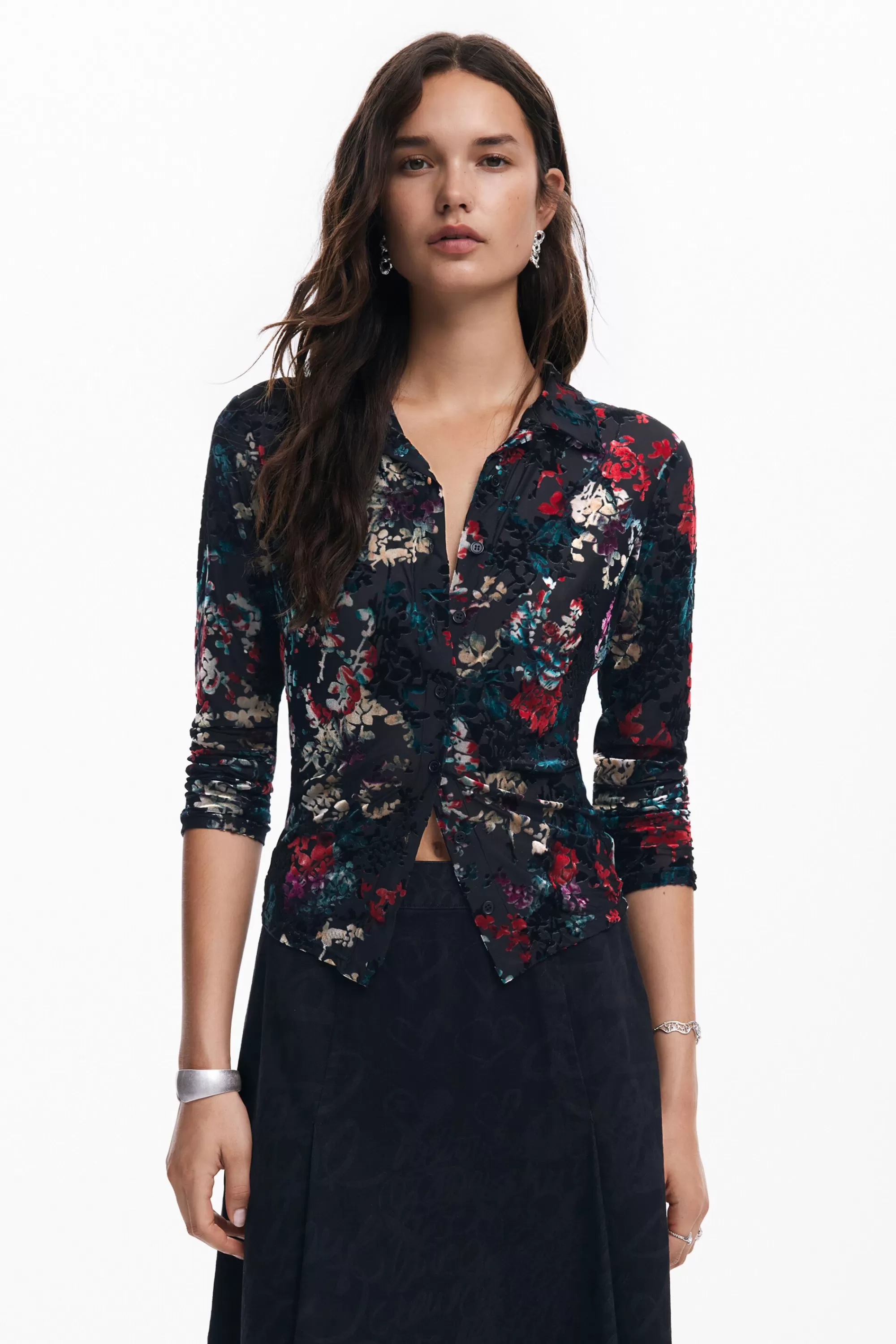 Desigual Shirts And Blouses | T-shirts>Floral print tulle T-shirt