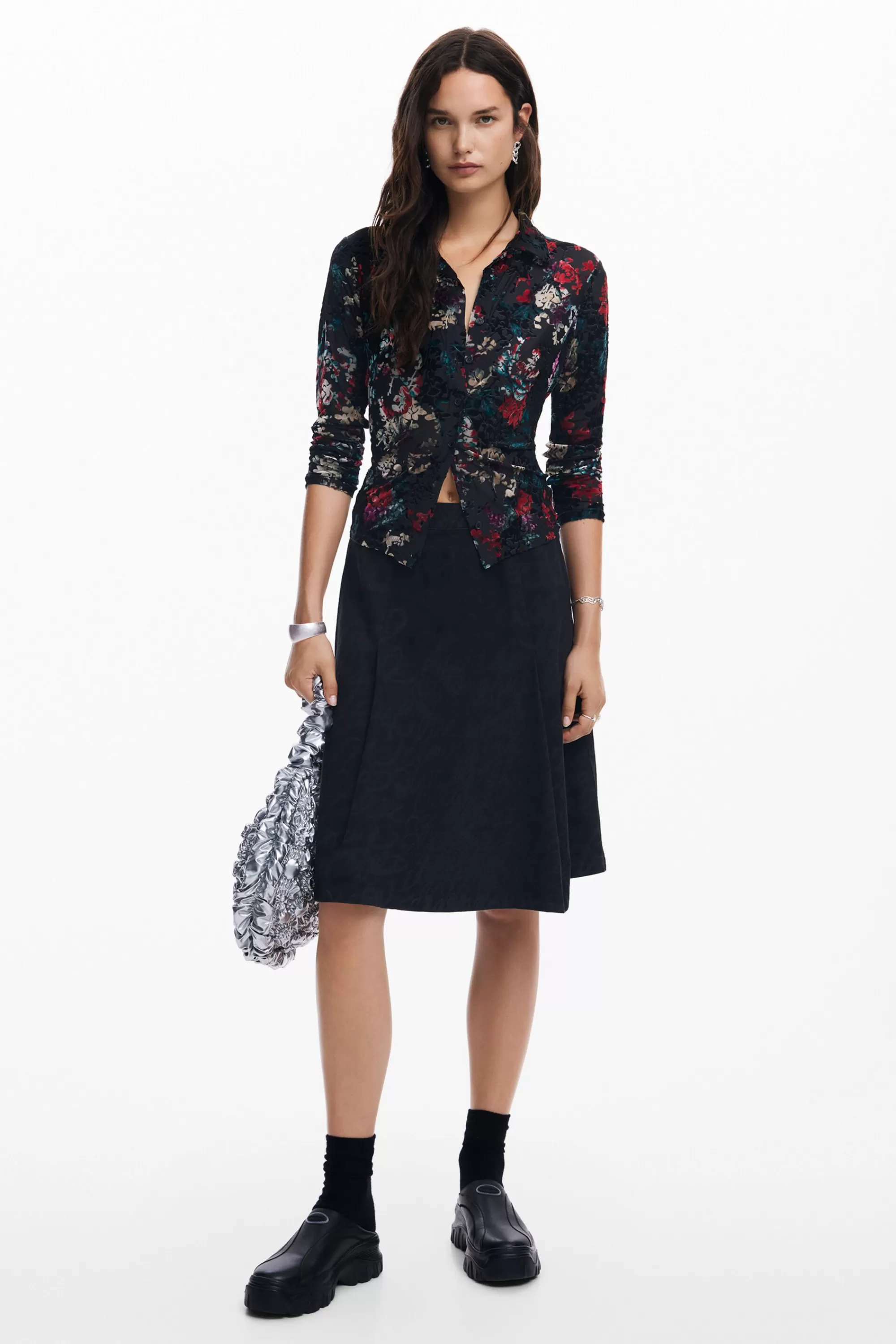 Desigual Shirts And Blouses | T-shirts>Floral print tulle T-shirt