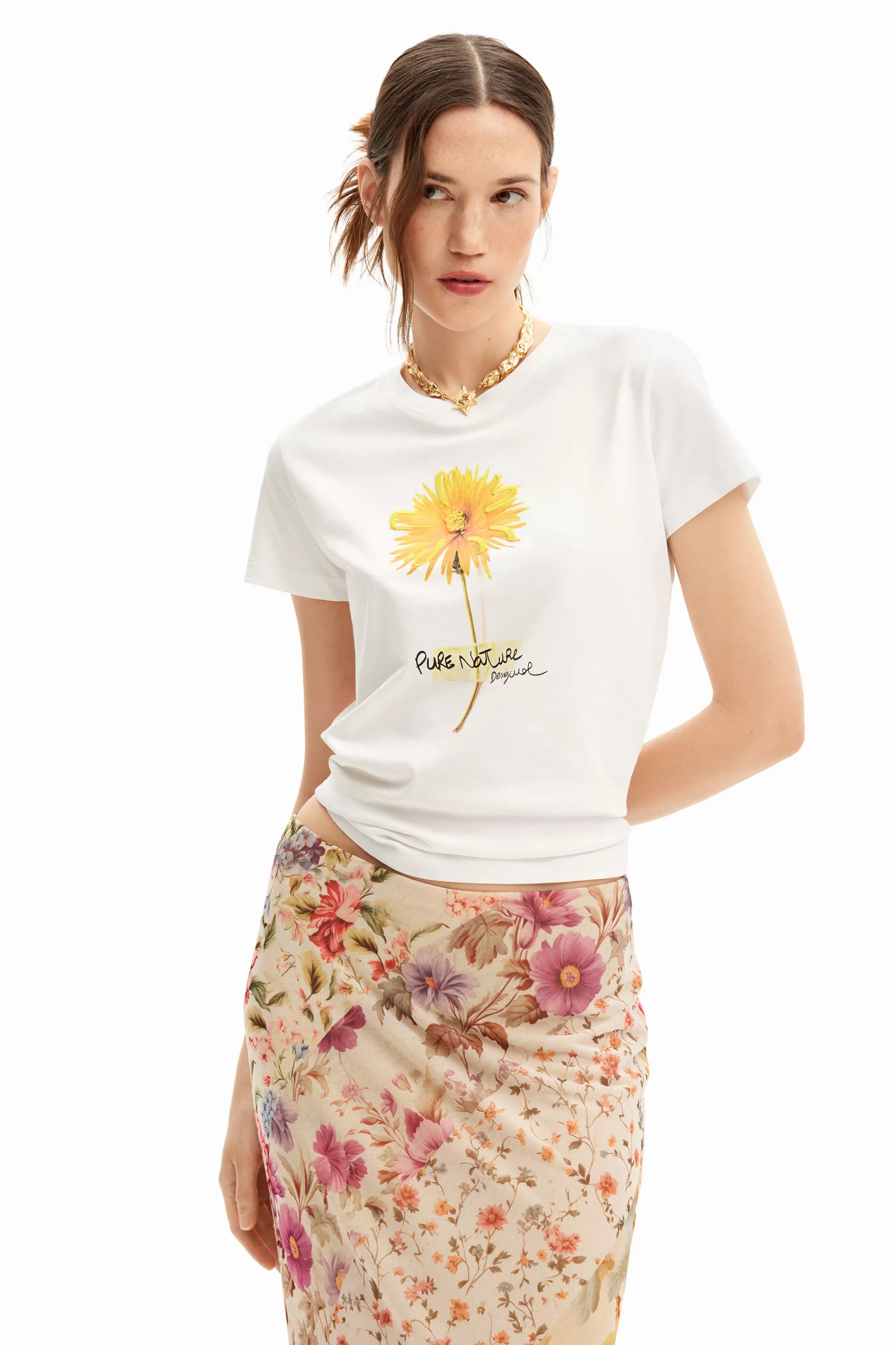 Desigual Shirts And Blouses | T-shirts>Flower illustration T-shirt