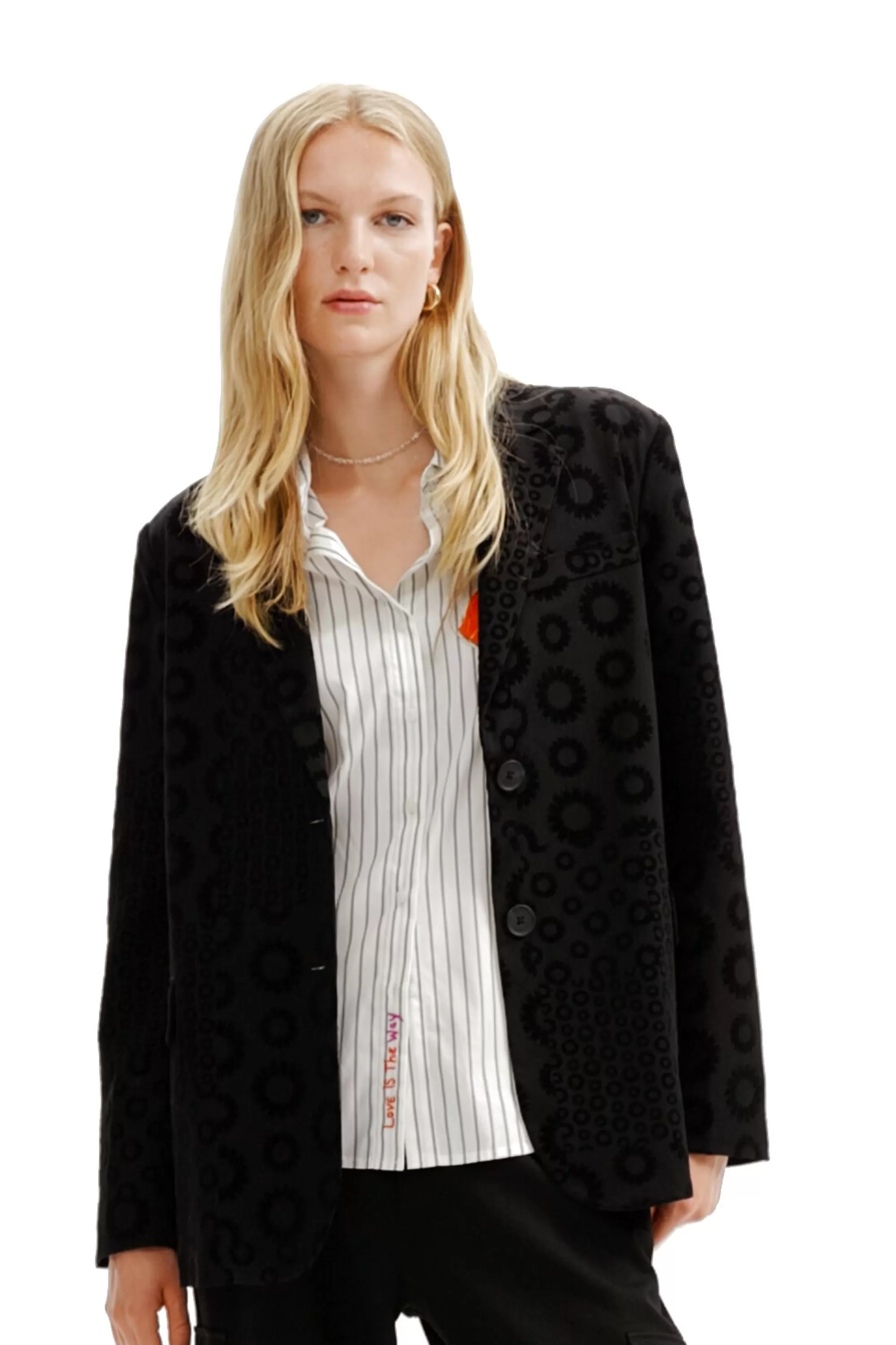 Desigual Coats And Jackets>Geometric flocked blazer