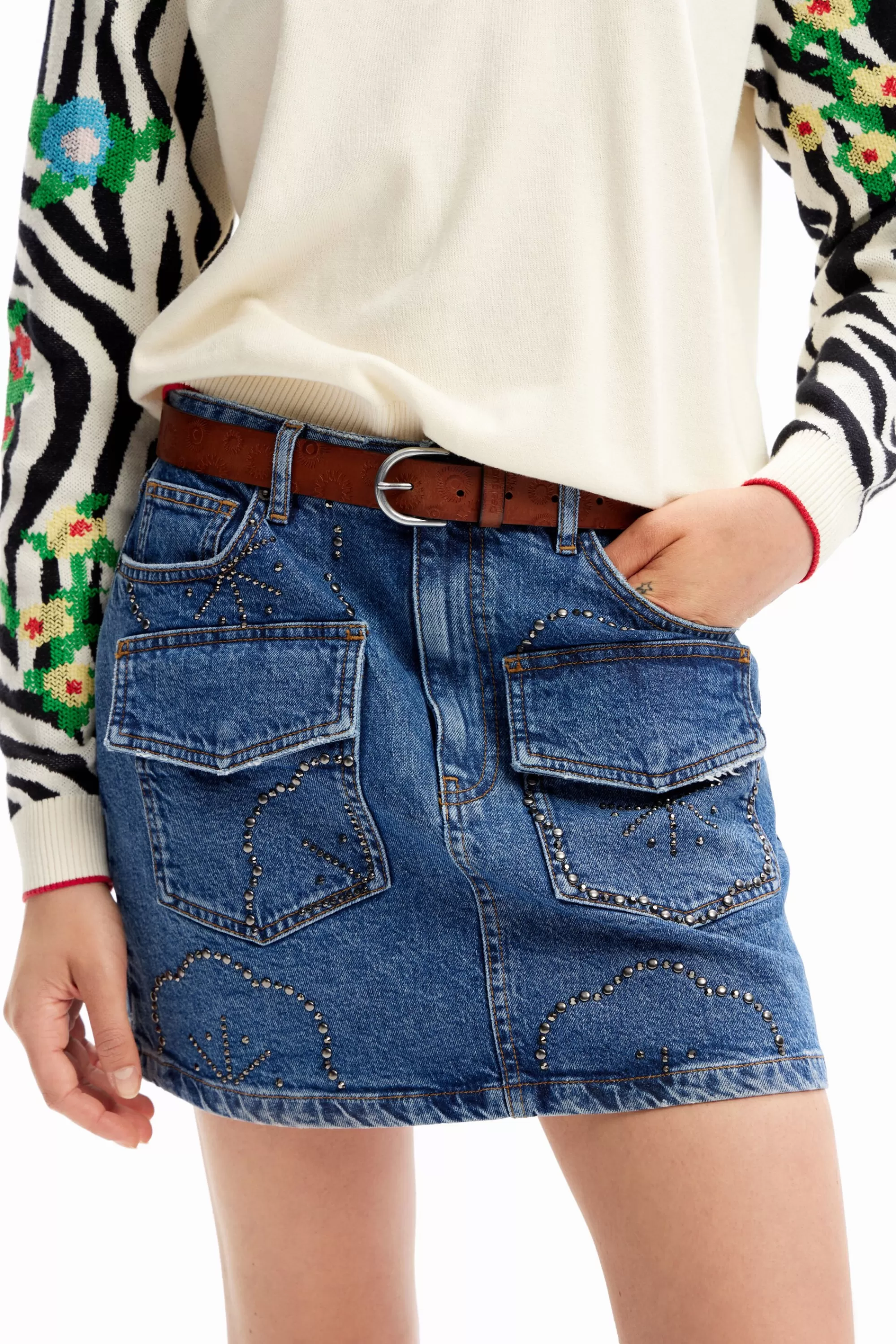 Desigual Belts>Geometric leather belt