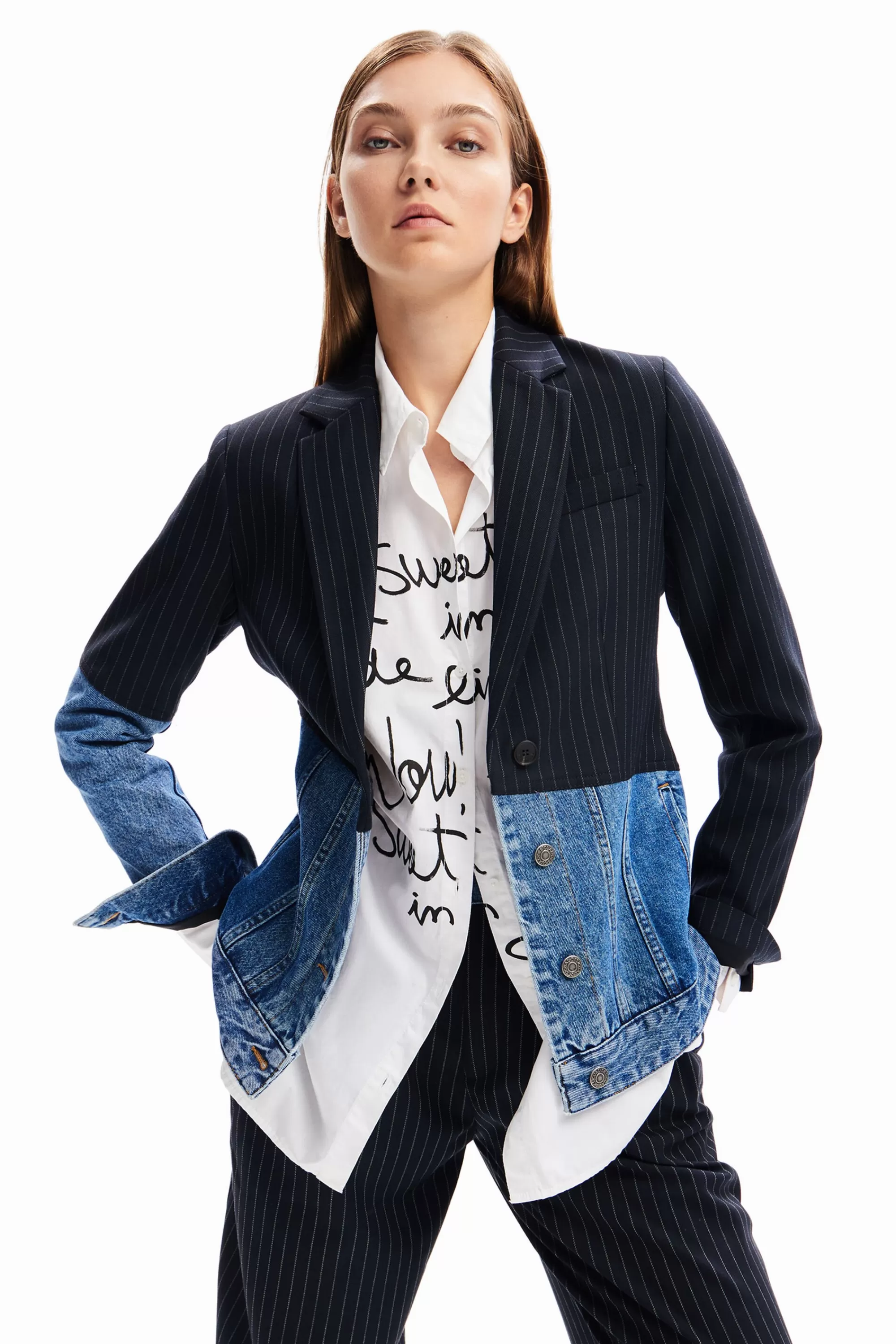 Desigual Coats And Jackets>Hybrid denim blazer