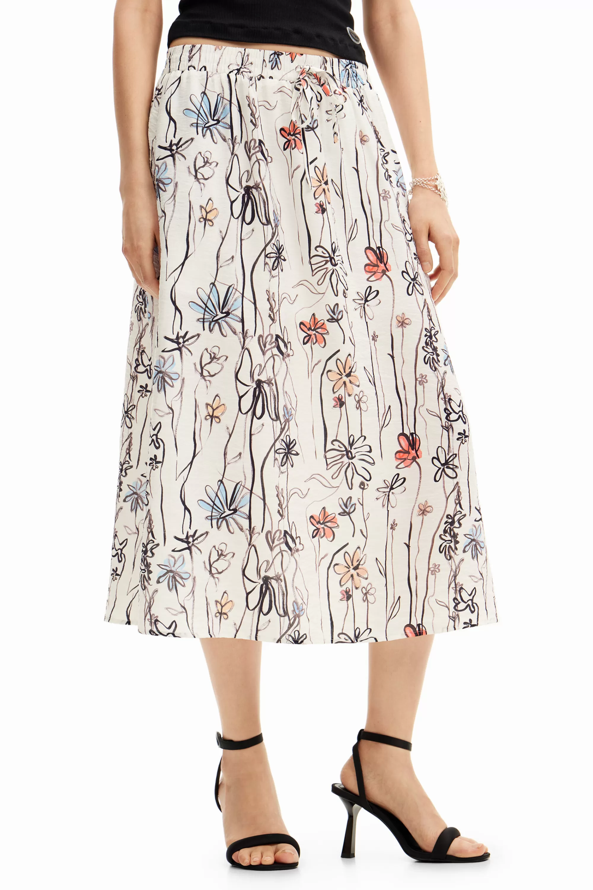 Desigual Skirts And Shorts>Illustrated floral midi skirt