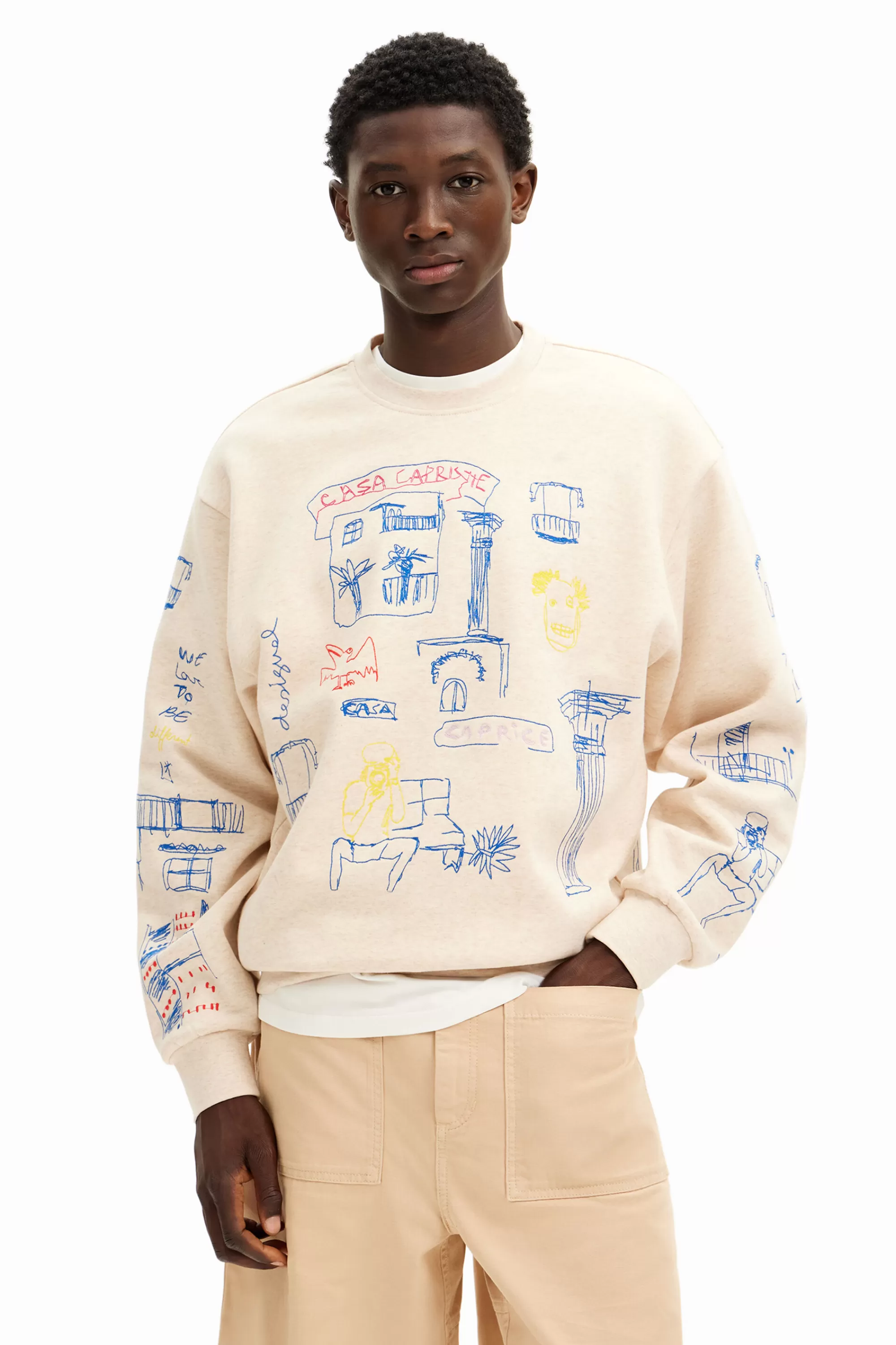 Desigual Jumpers And Sweatshirts>Illustration design sweatshirt