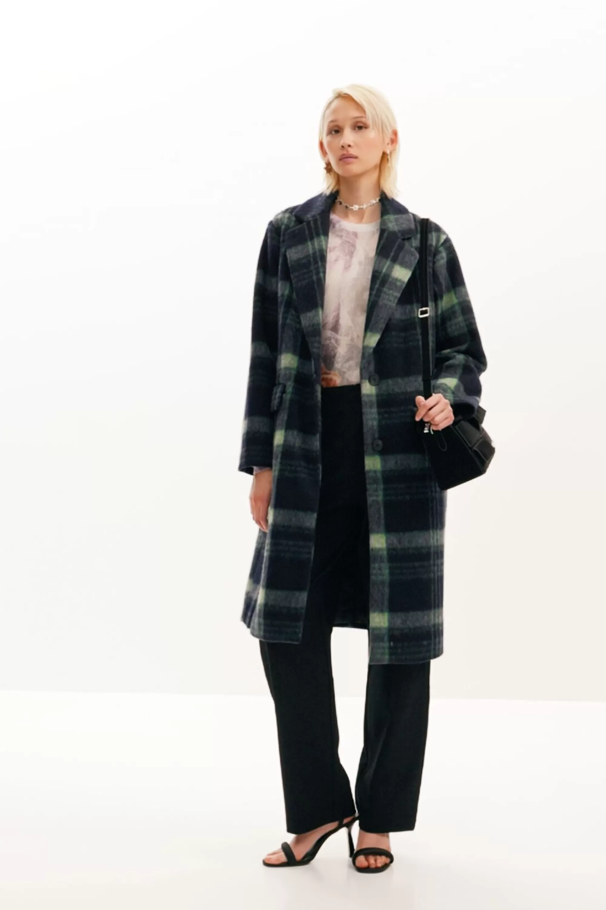 Desigual Coats And Jackets>Long checkered coat