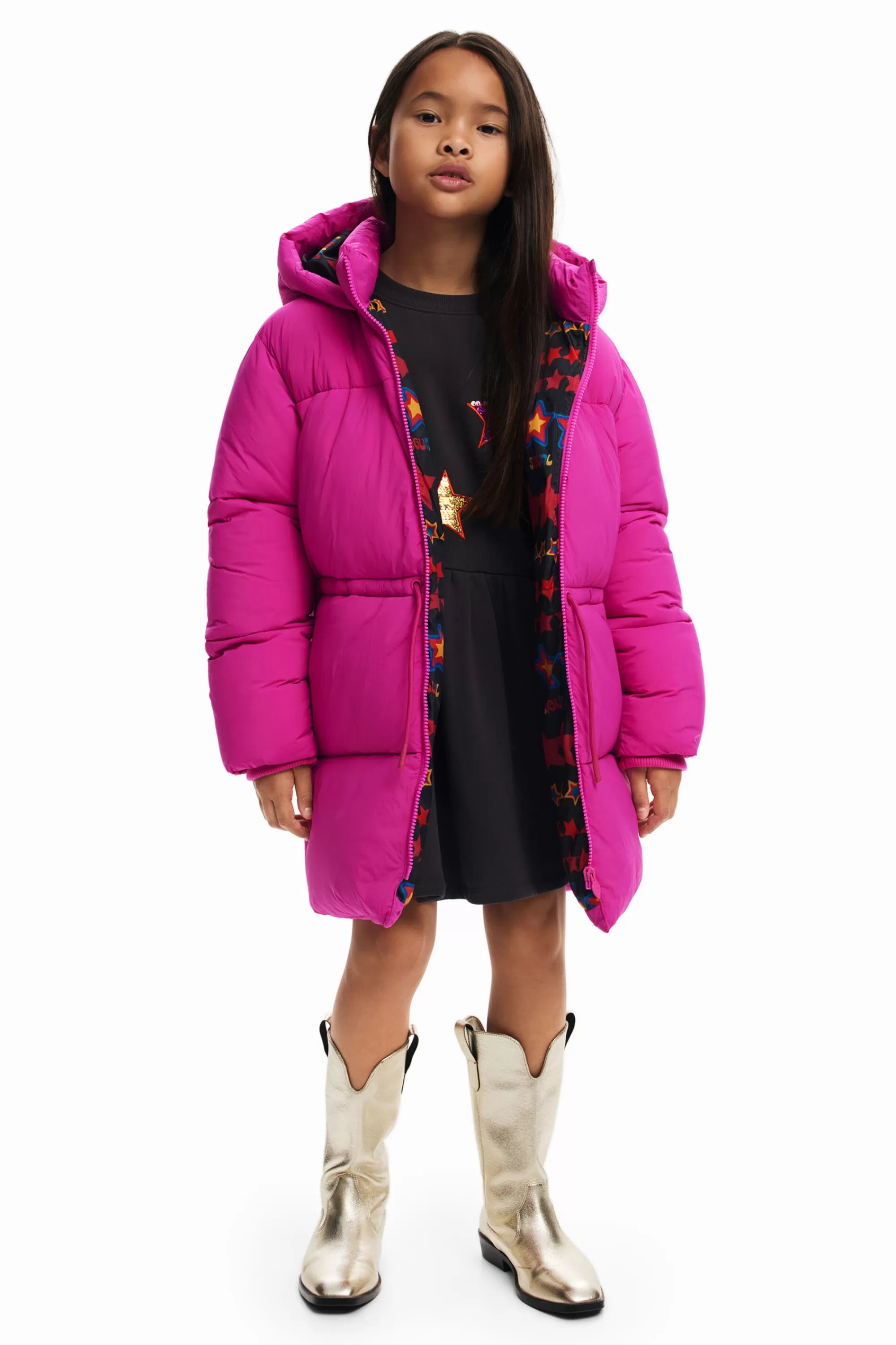 Desigual Coats And Jackets>Long coat, large hood, pockets