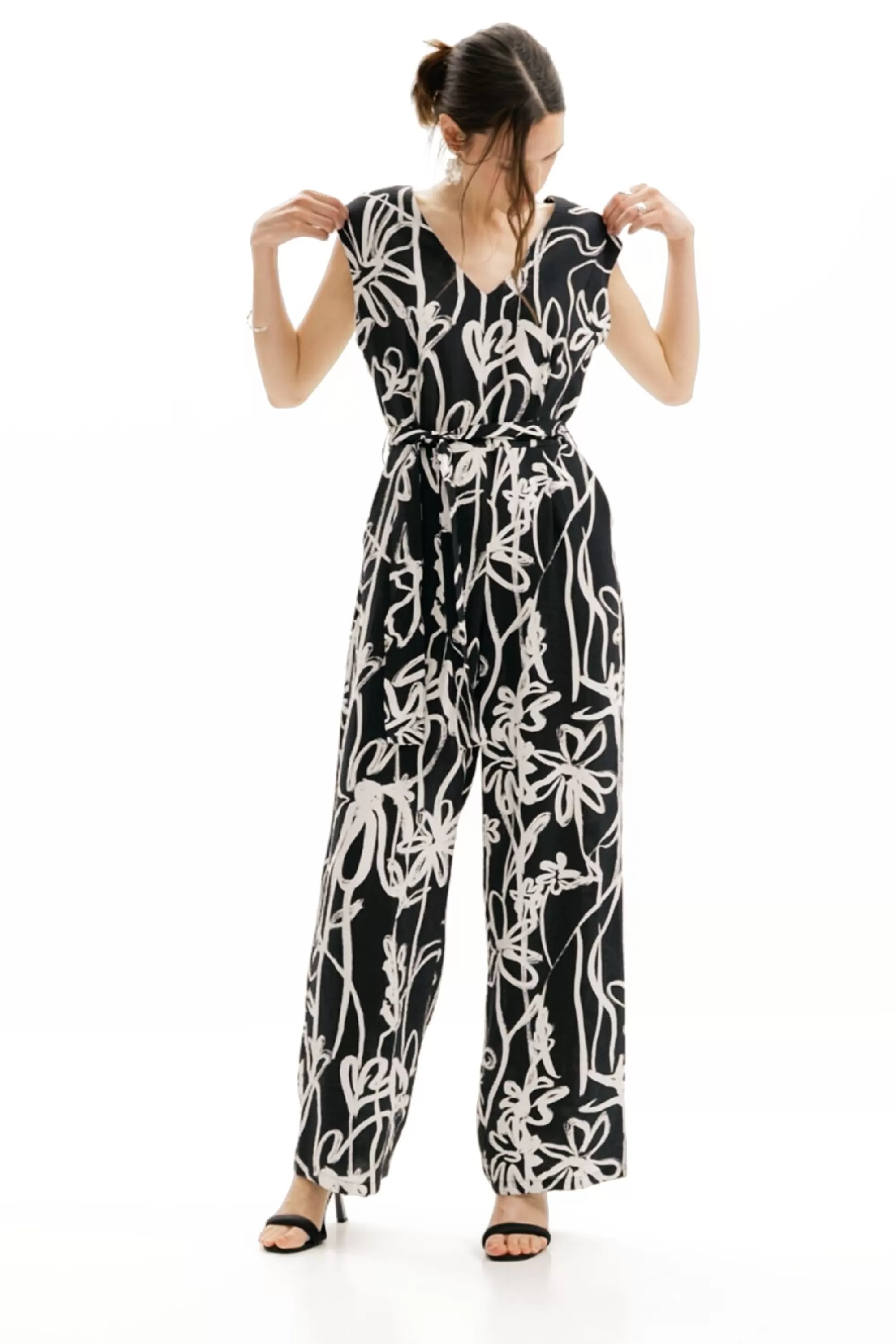 Desigual Pants | Dresses And Jumpsuits>Long jumpsuit with illustrated flowers