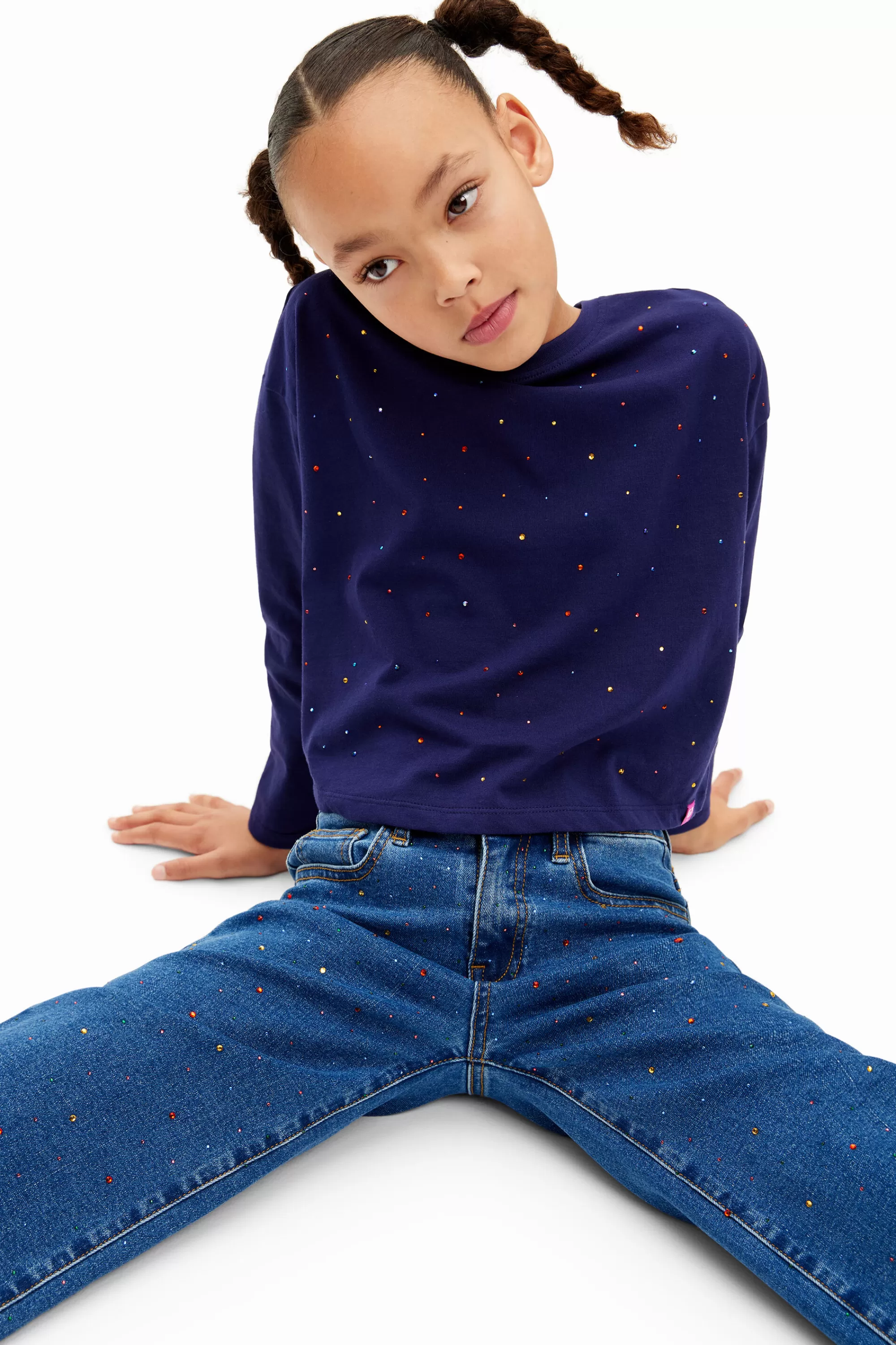 Desigual T-shirts And Shirts>Long-sleeve polka dot T-shirt