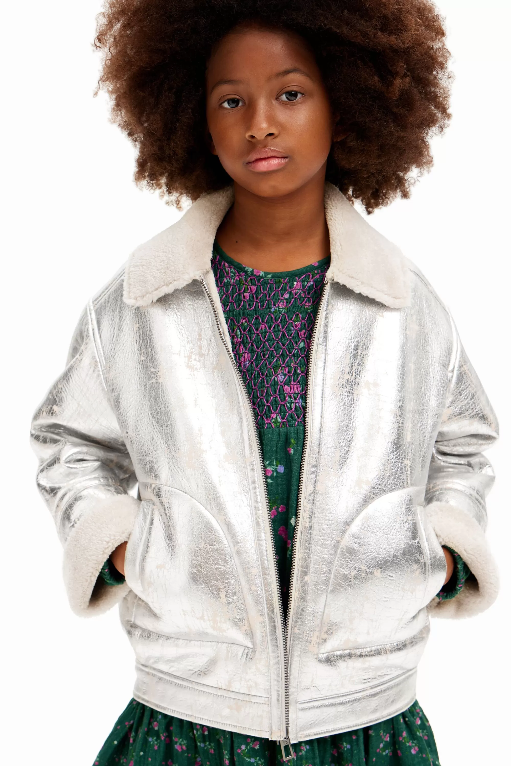 Desigual Coats And Jackets>Metallic shearling jacket