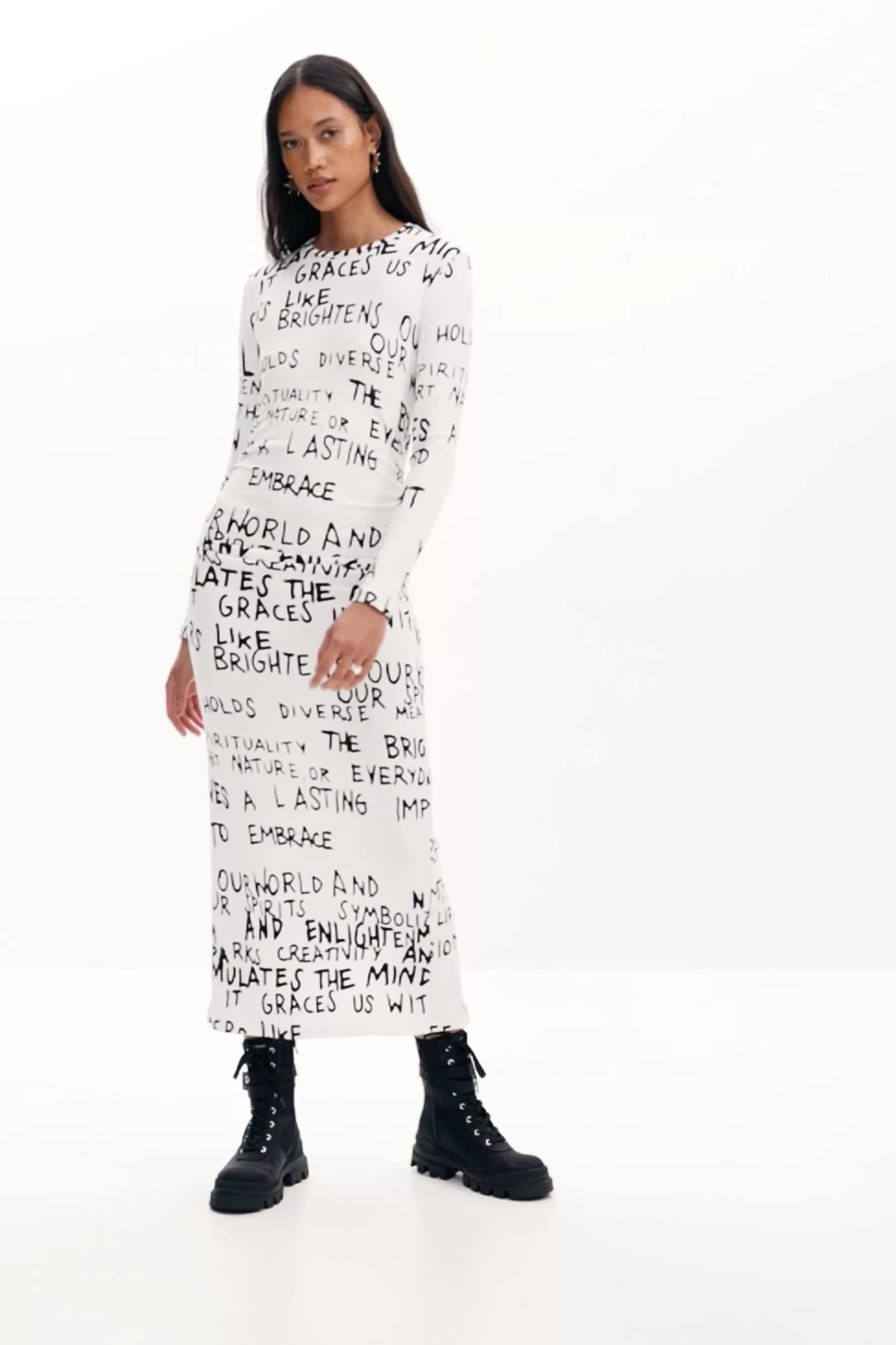 Desigual Knitwear | Dresses And Jumpsuits>Midi dress with phrase