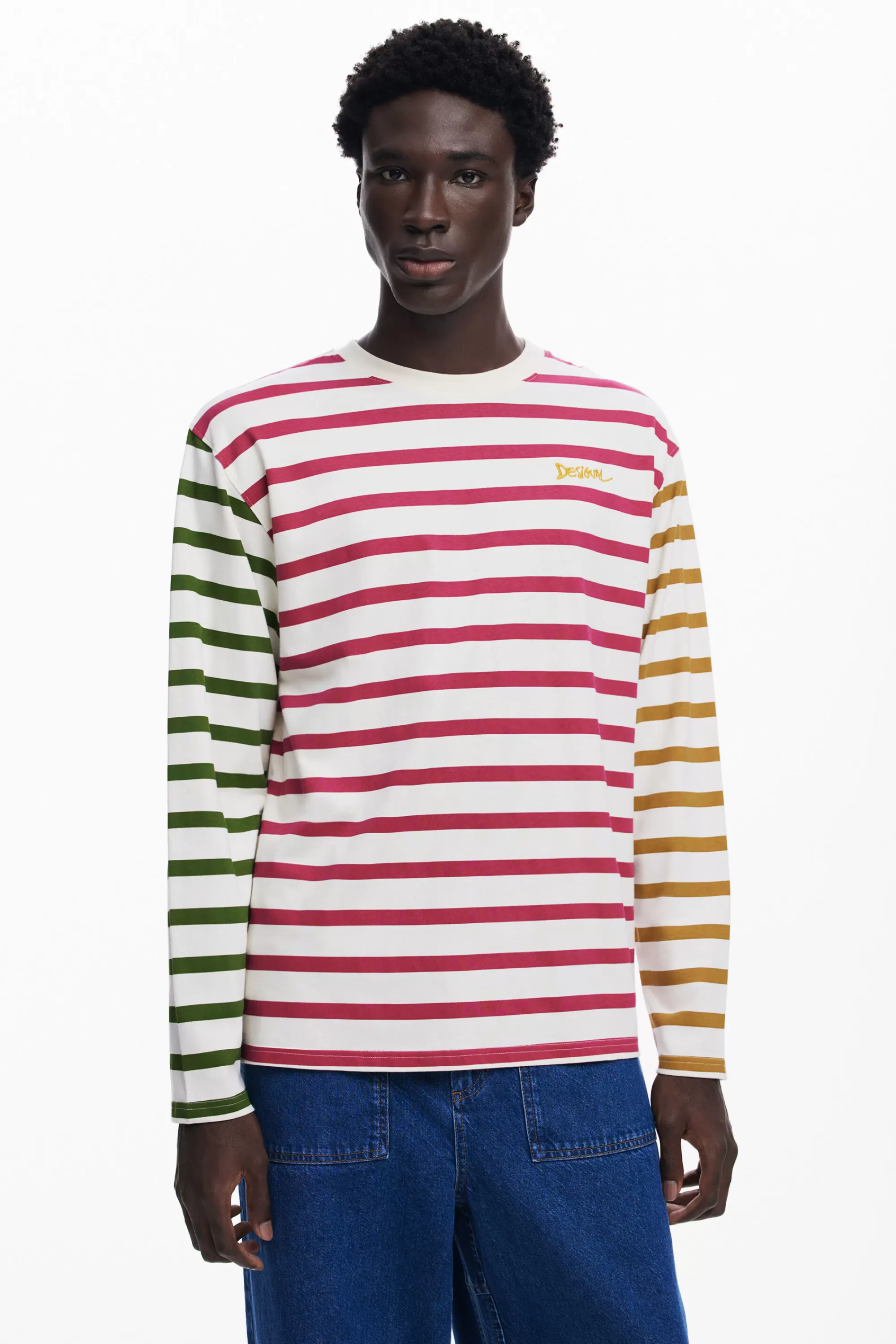 Desigual T-shirts>Multicolor striped T-shirt