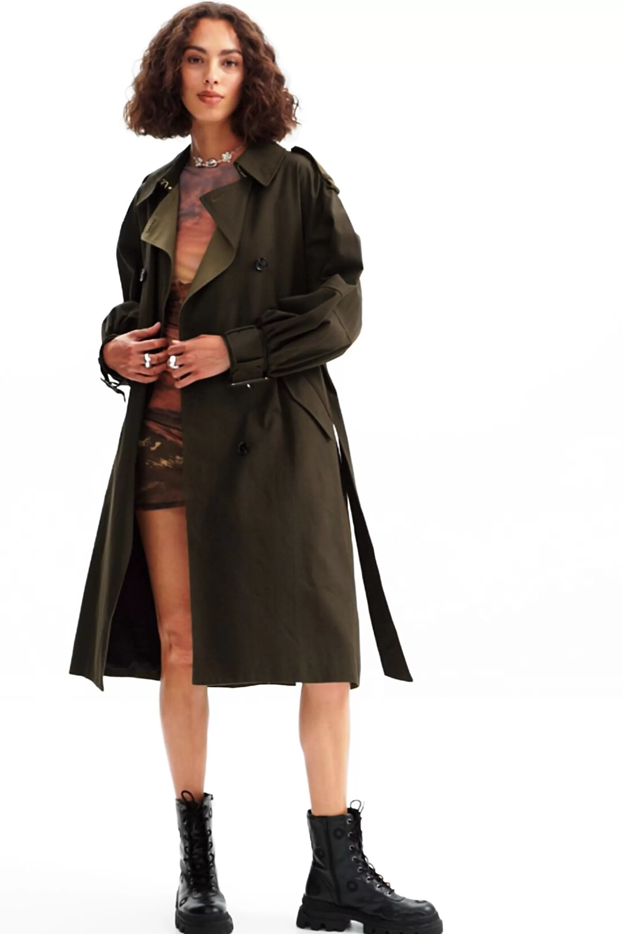 Desigual Coats And Jackets>Oversize belted trench coat