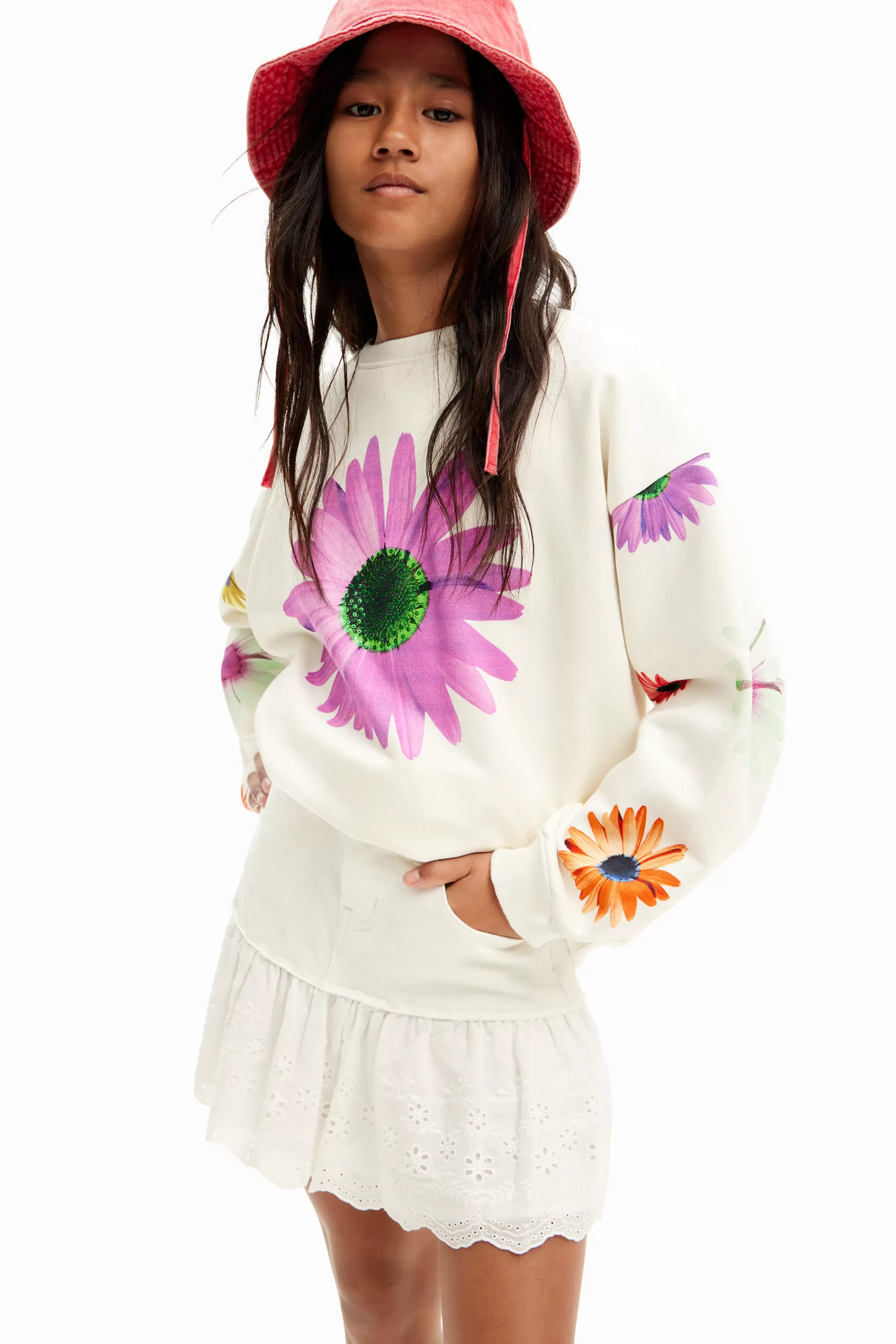 Desigual Jumpers And Sweatshirts>Oversize daisy sweatshirt