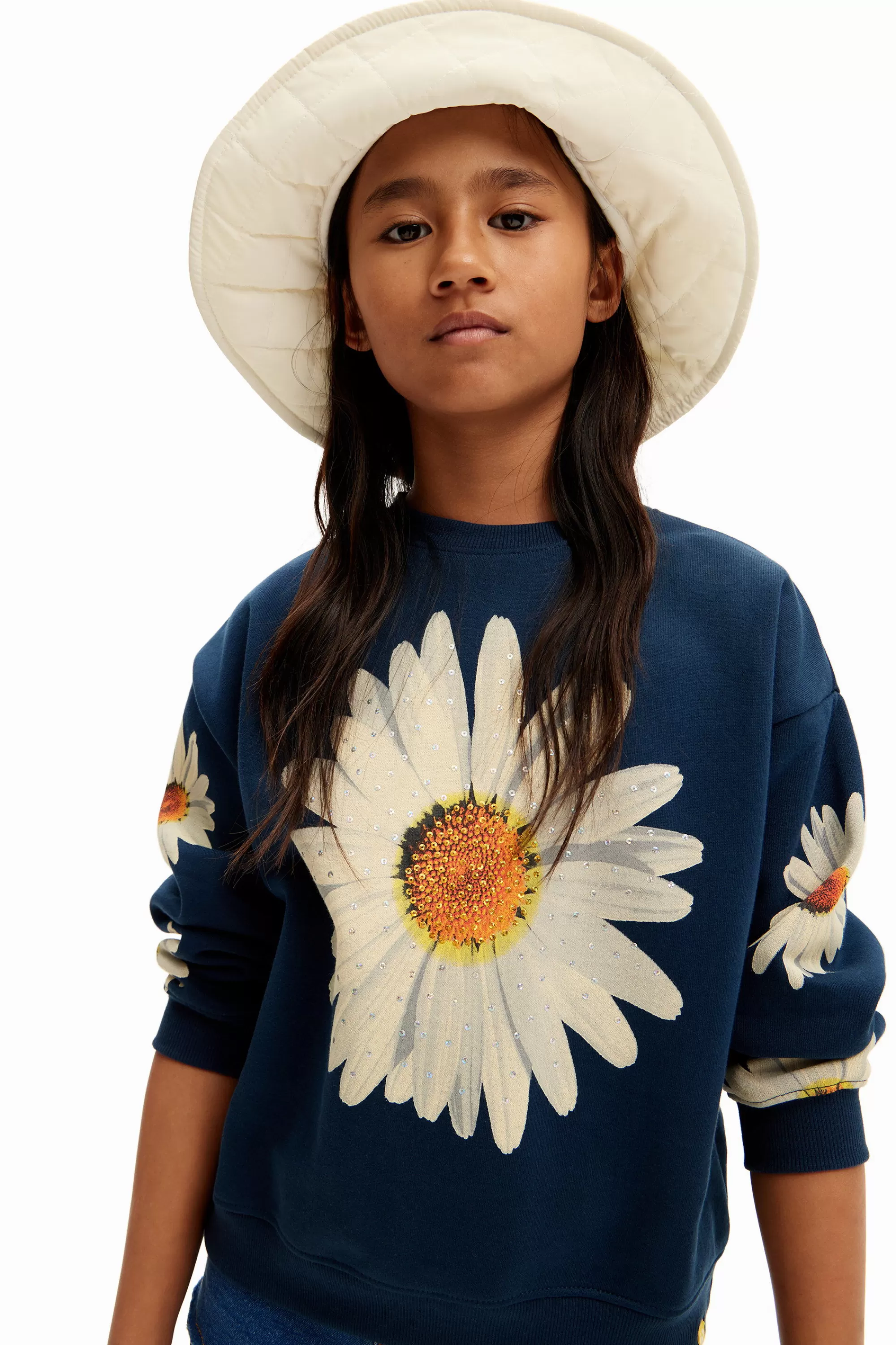 Desigual Jumpers And Sweatshirts>Oversize daisy sweatshirt