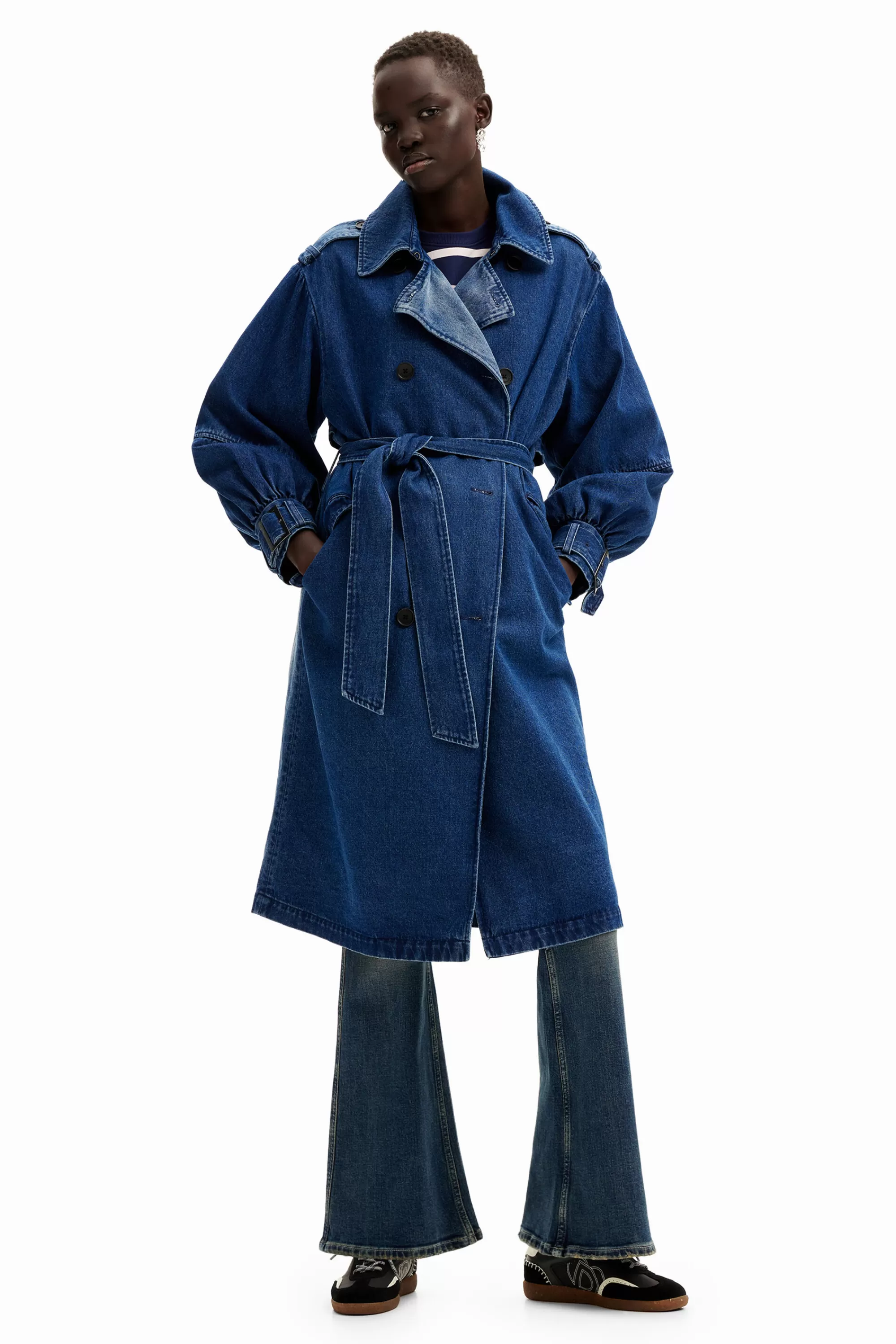 Desigual Coats And Jackets>Oversize denim trench coat