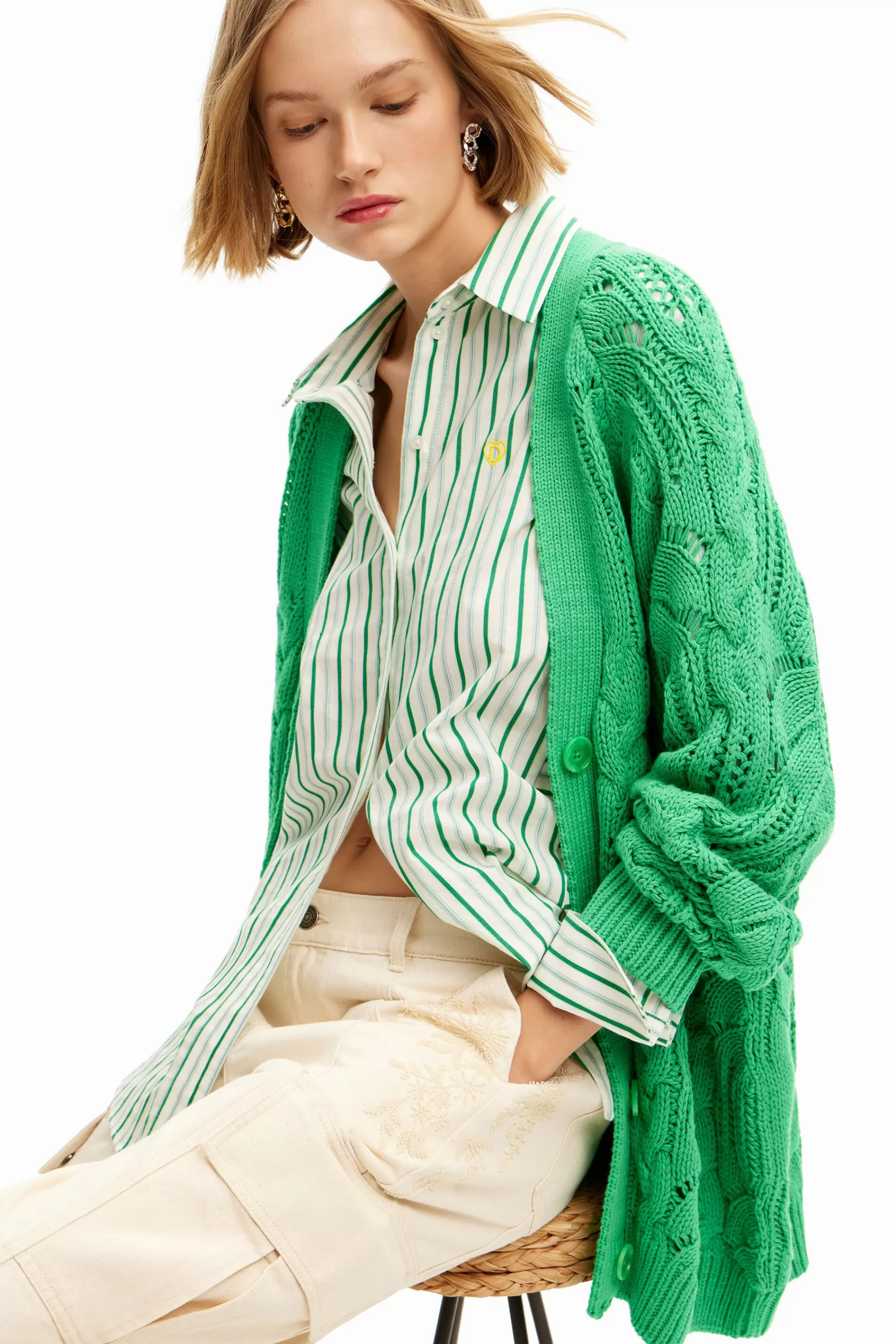 Desigual Sweaters>Oversize openwork cardigan