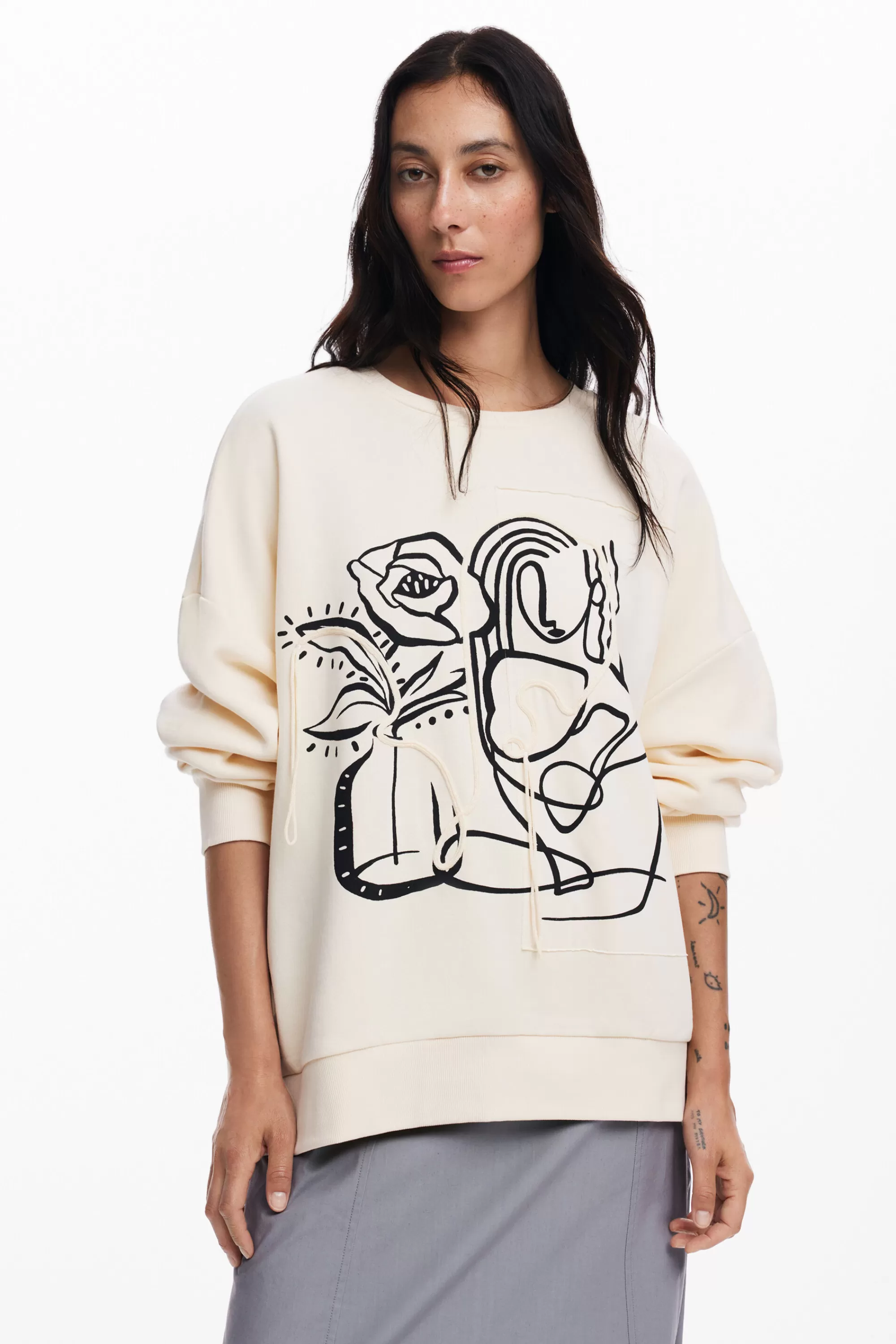 Desigual Sweatshirts | Sweaters>Oversized floral sweatshirt