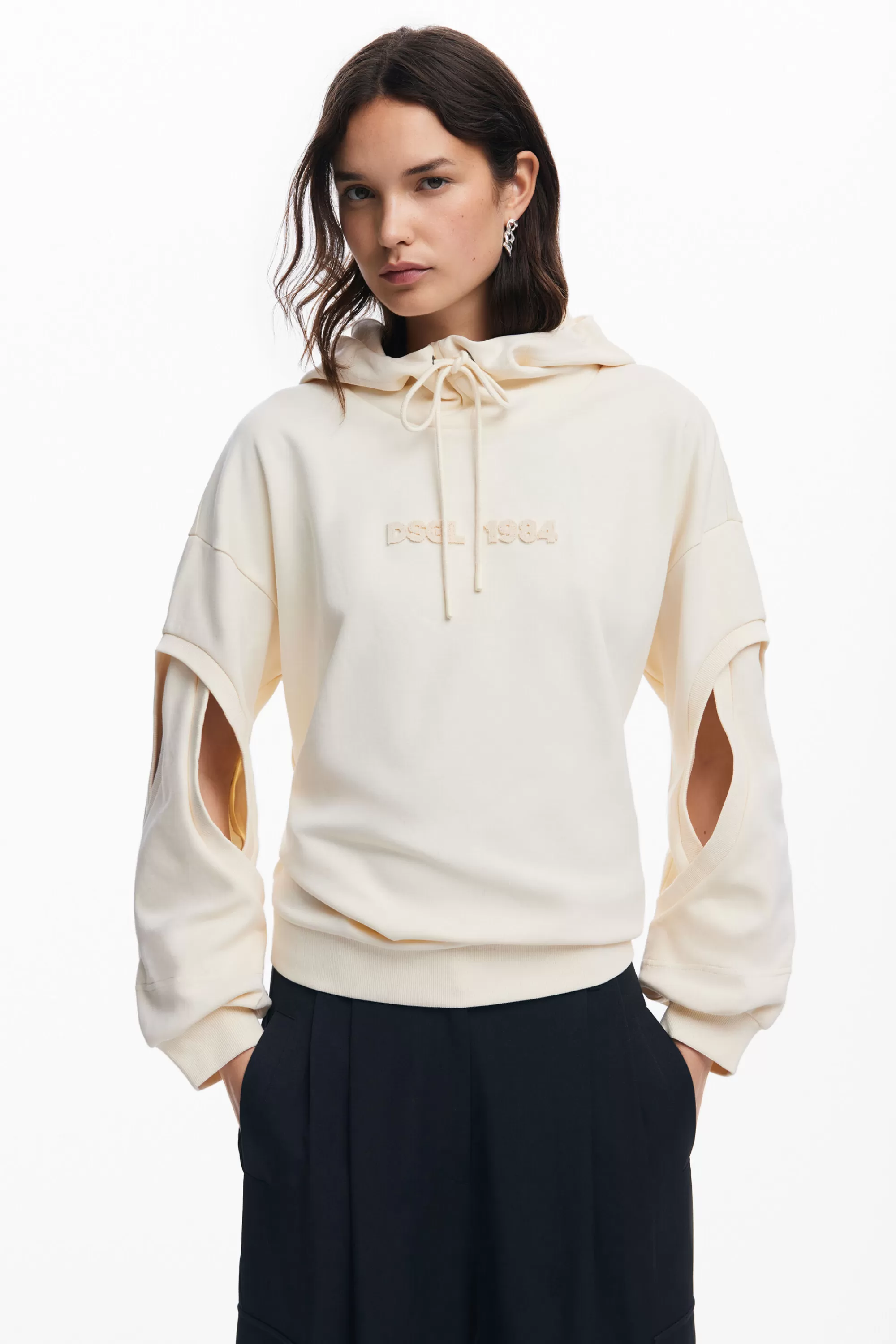 Desigual Sweatshirts | Sweaters>Oversized sweatshirt with sleeve slits