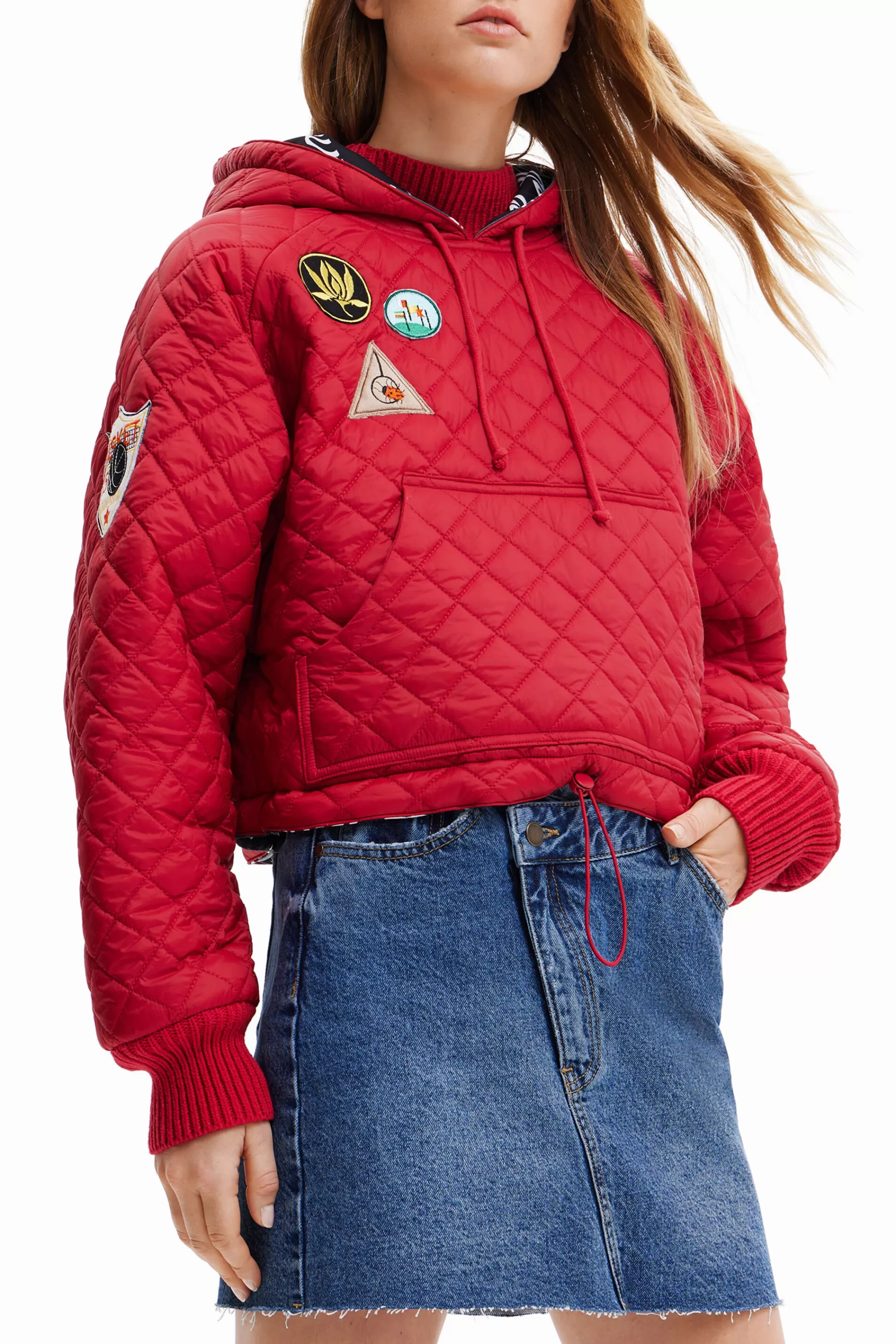 Desigual Sweaters>Padded hoodie with patches