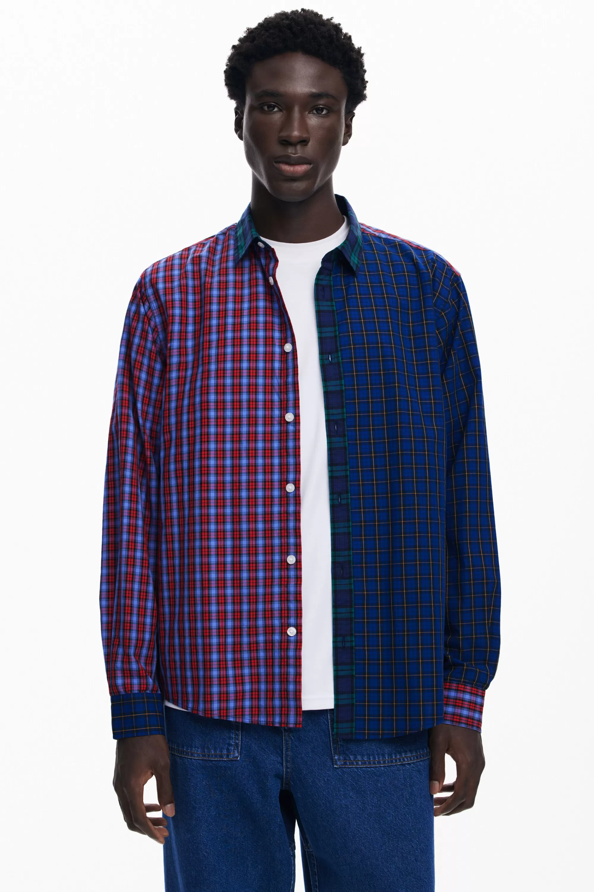 Desigual T-shirts | Shirts>Patchwork checkered shirt