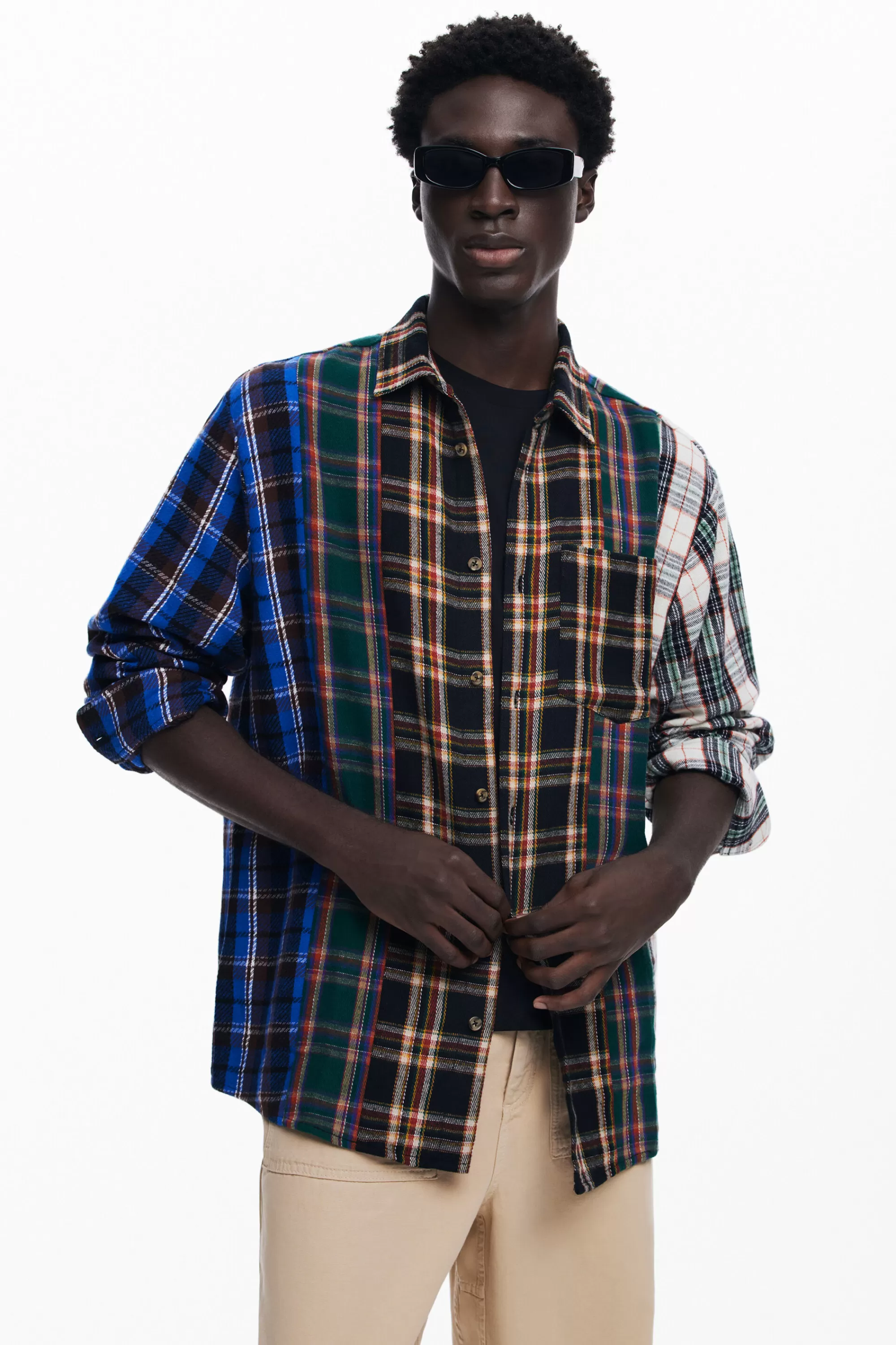 Desigual T-shirts | Shirts>Patchwork checkered shirt