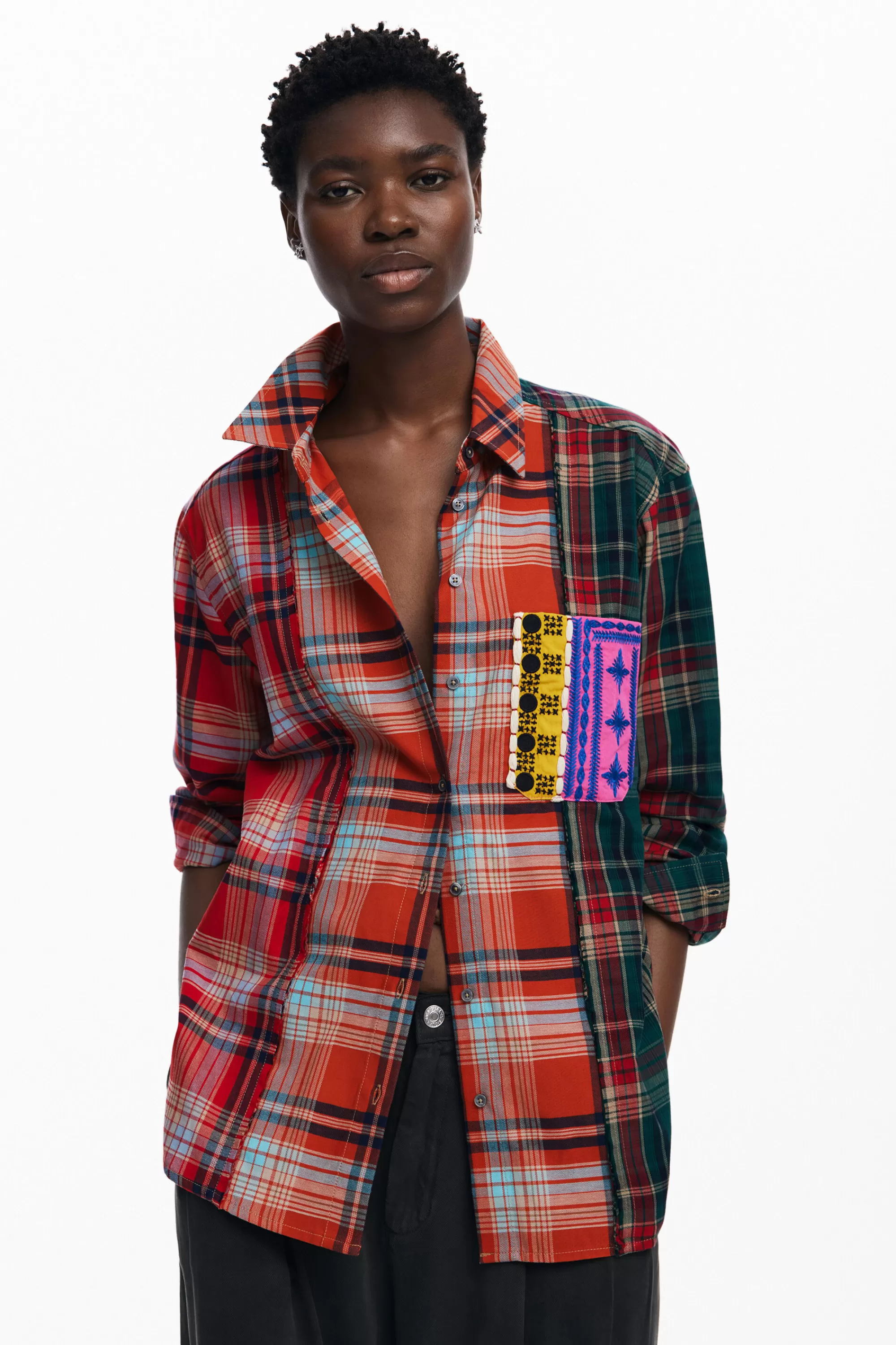 Desigual Shirts And Blouses>Patchwork checkered shirt