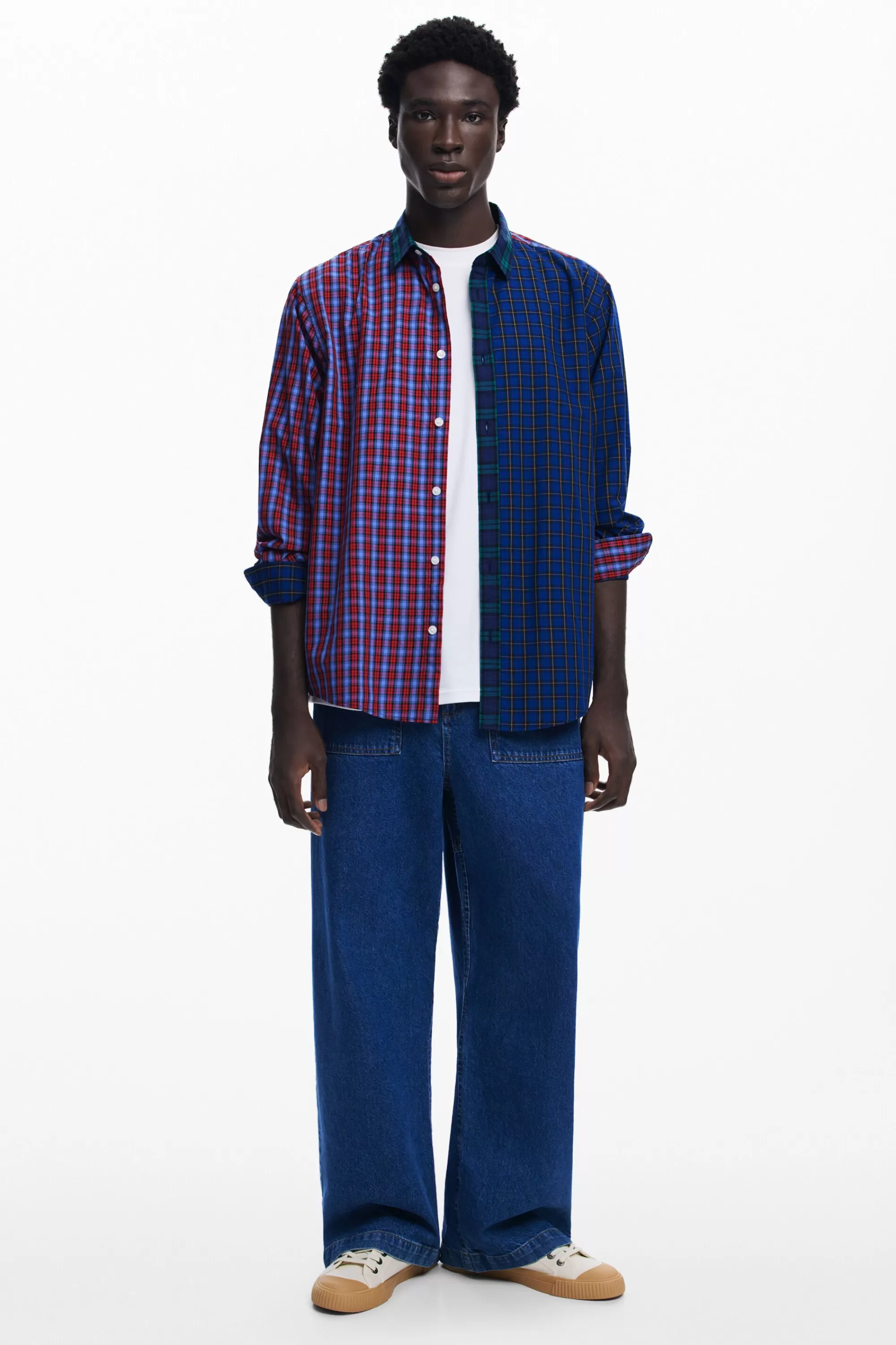 Desigual T-shirts | Shirts>Patchwork checkered shirt