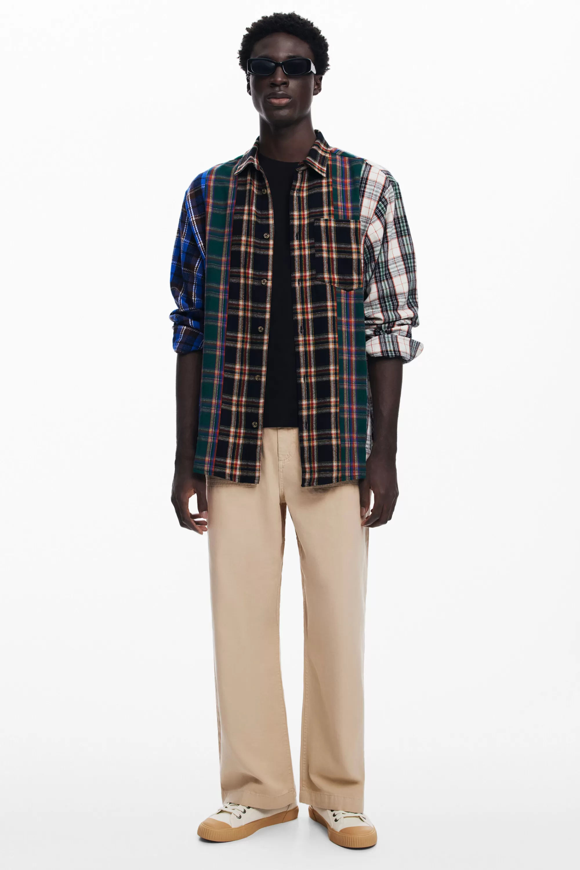 Desigual T-shirts | Shirts>Patchwork checkered shirt