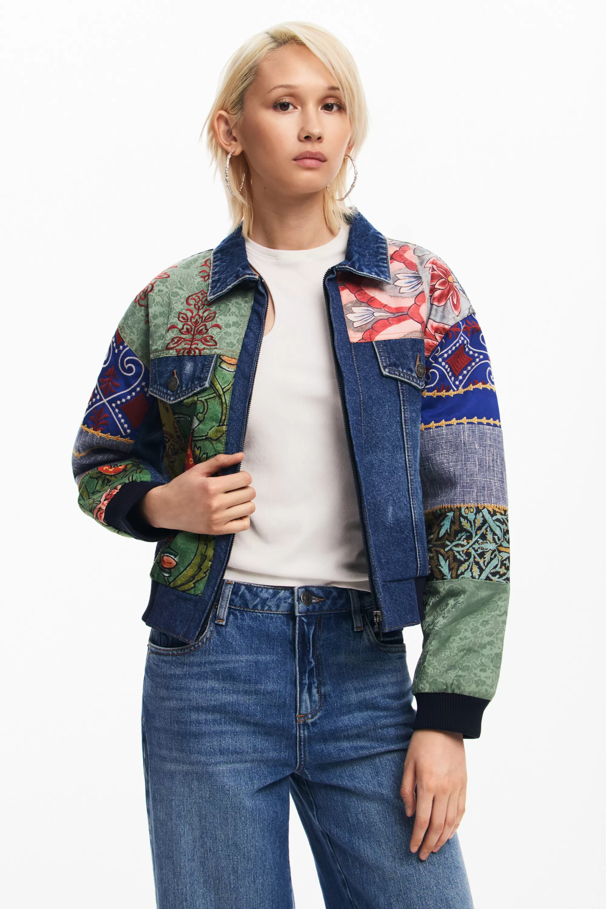 Desigual Coats And Jackets>Patchwork denim jacket