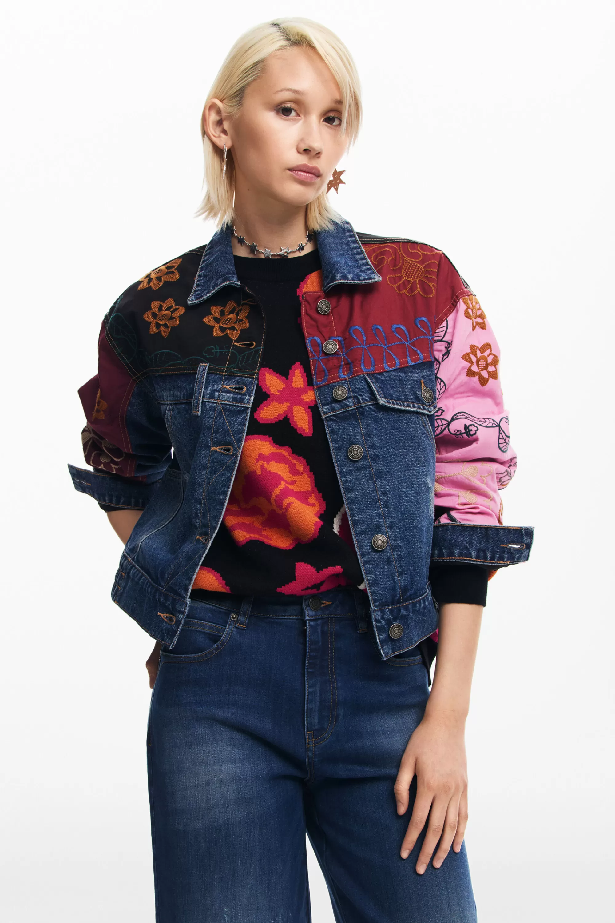 Desigual Coats And Jackets>Patchwork denim jacket