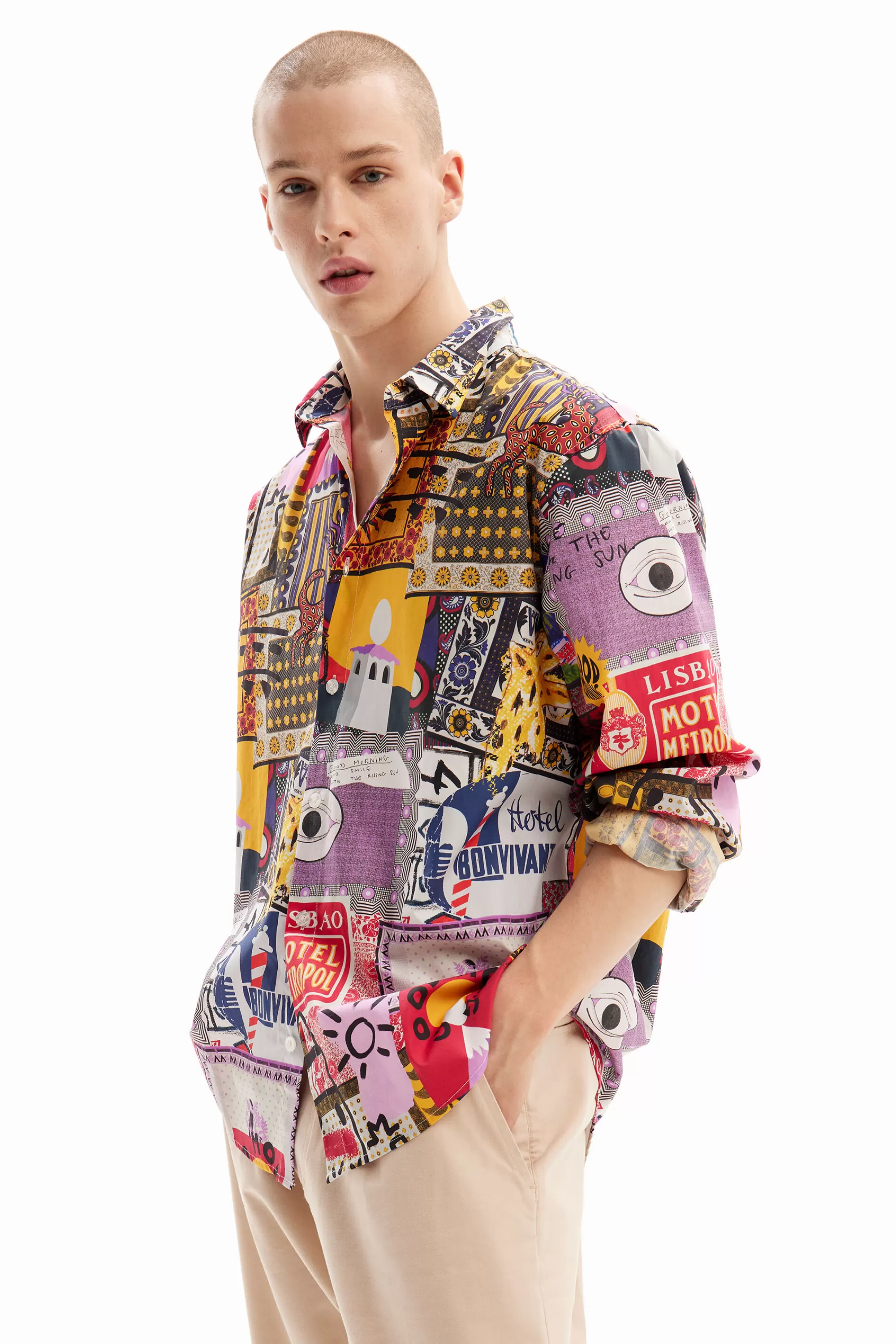 Desigual T-shirts | Shirts>Patchwork poplin shirt