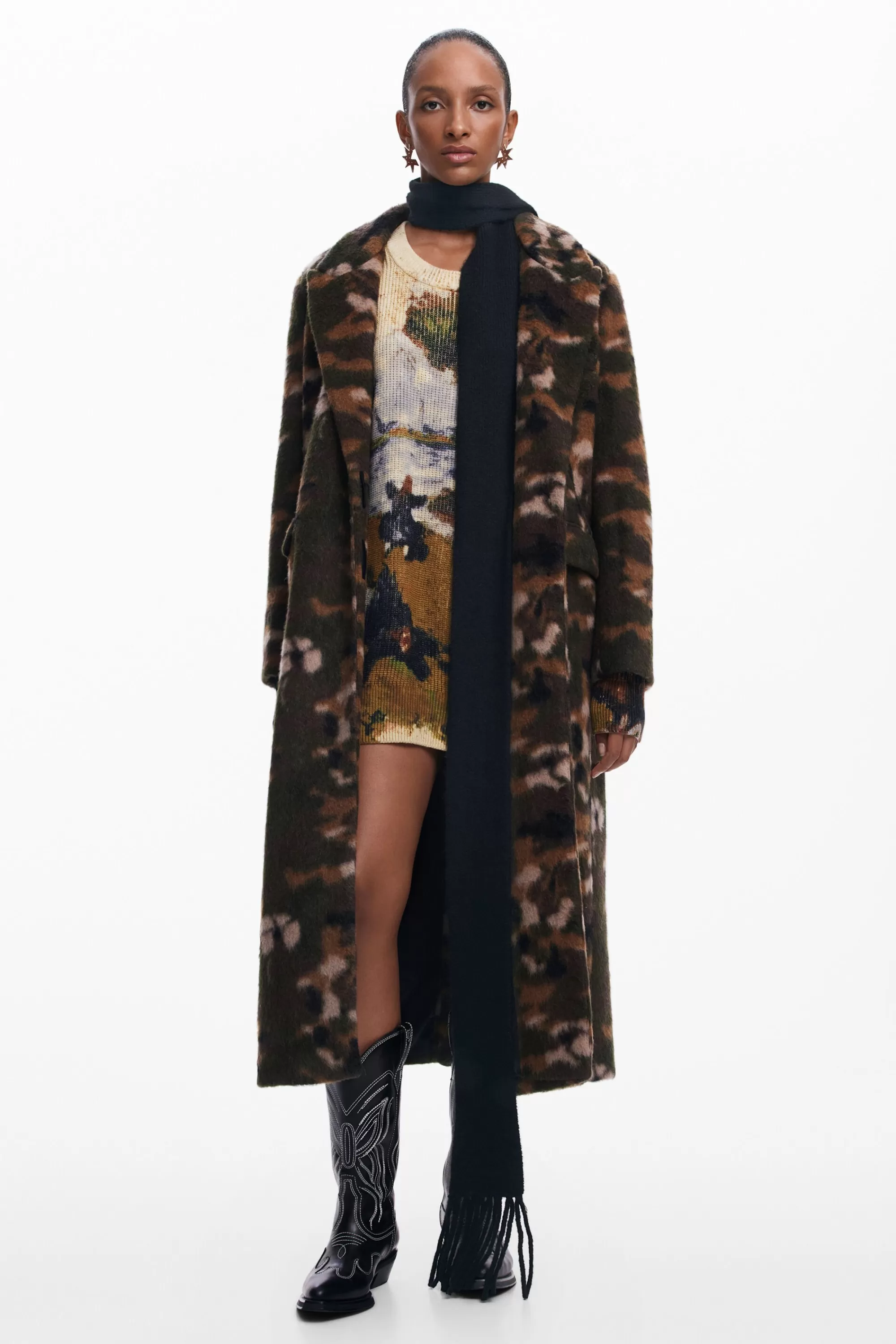 Desigual Coats And Jackets>Printed long coat