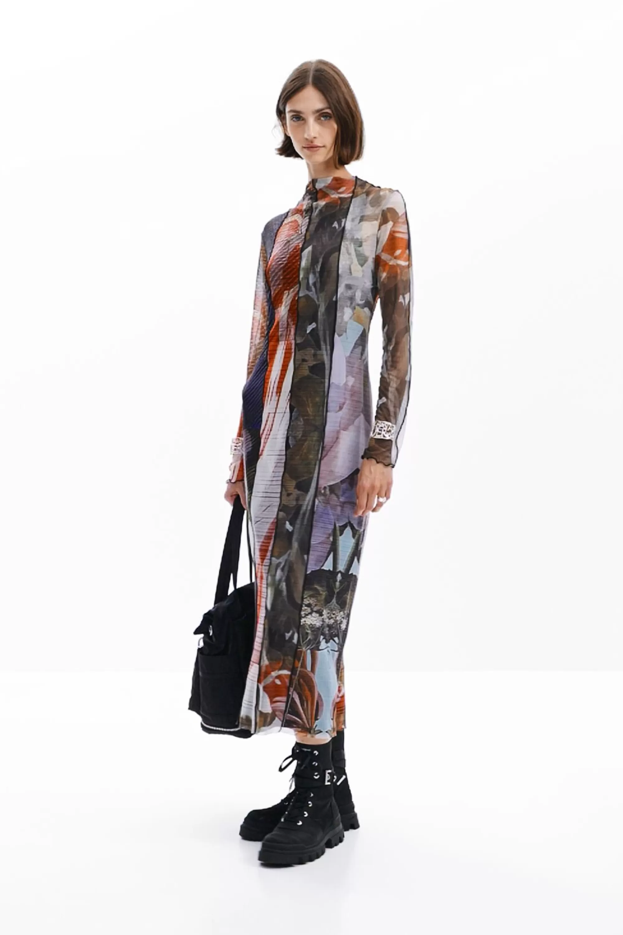 Desigual Dresses And Jumpsuits>Printed tulle midi dress