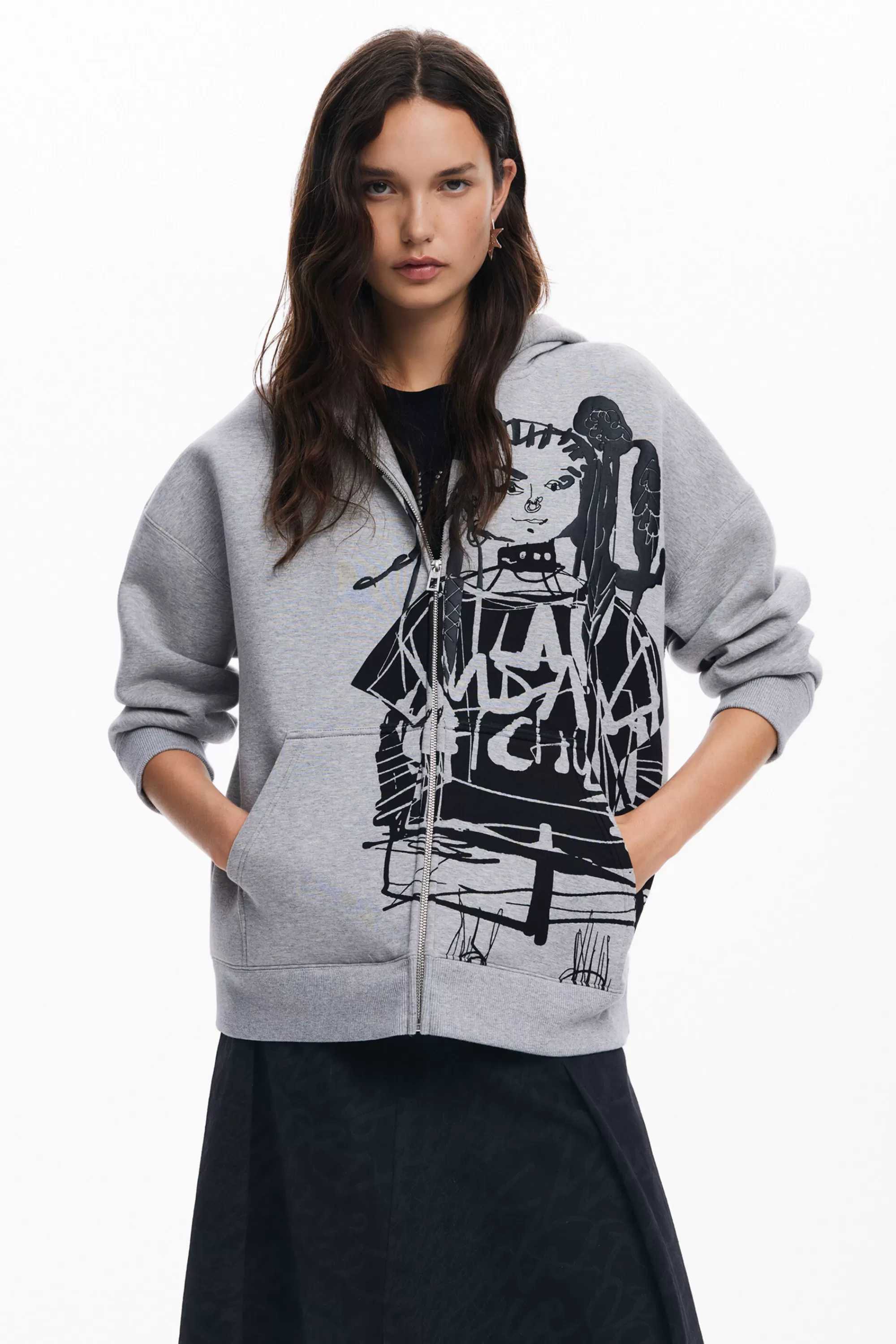 Desigual Sweatshirts | Sweaters>Printed zipper sweatshirt M. Christian Lacroix