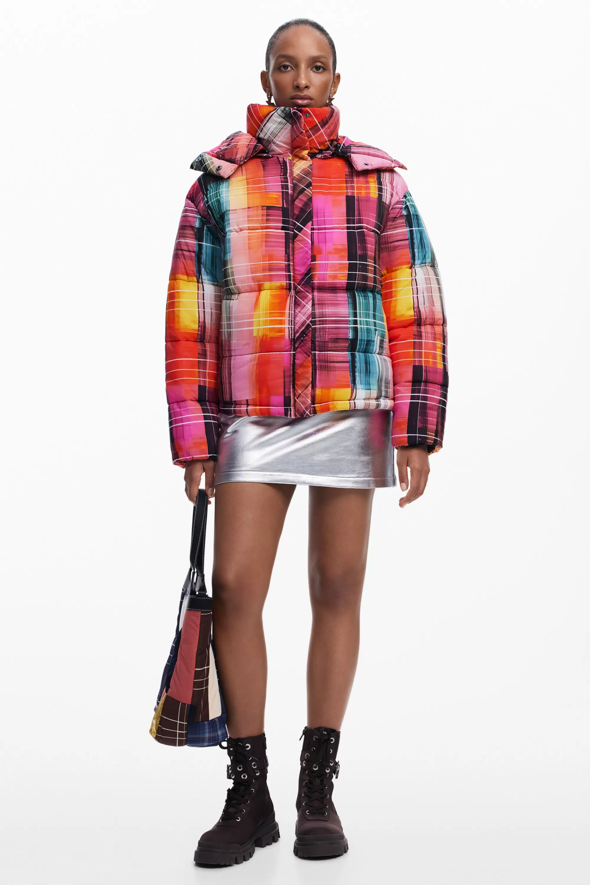 Desigual Coats And Jackets>Quilted check coat