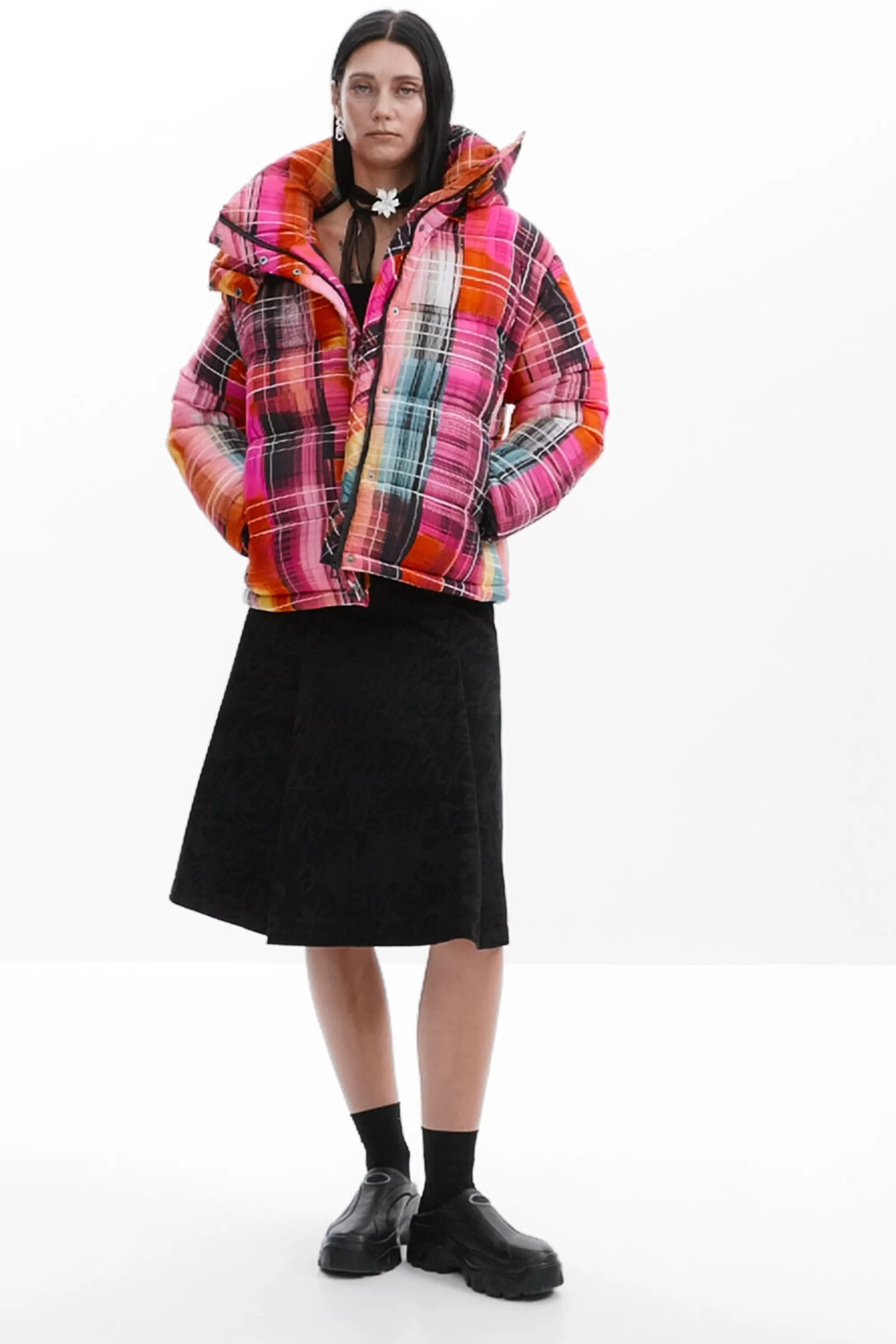 Desigual Coats And Jackets>Quilted check coat