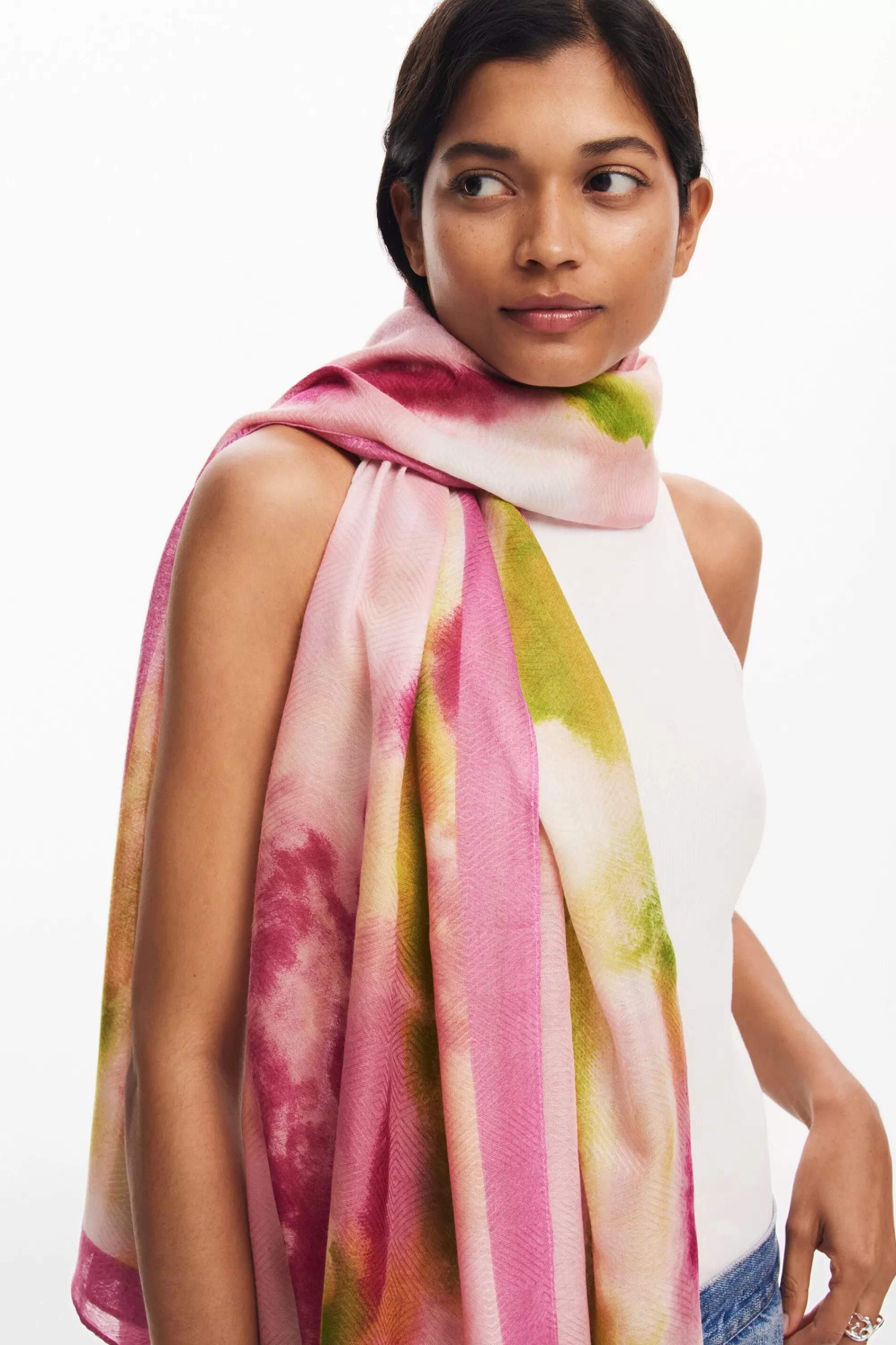 Desigual Scarves And Scarf>Rectangular watercolor scarf