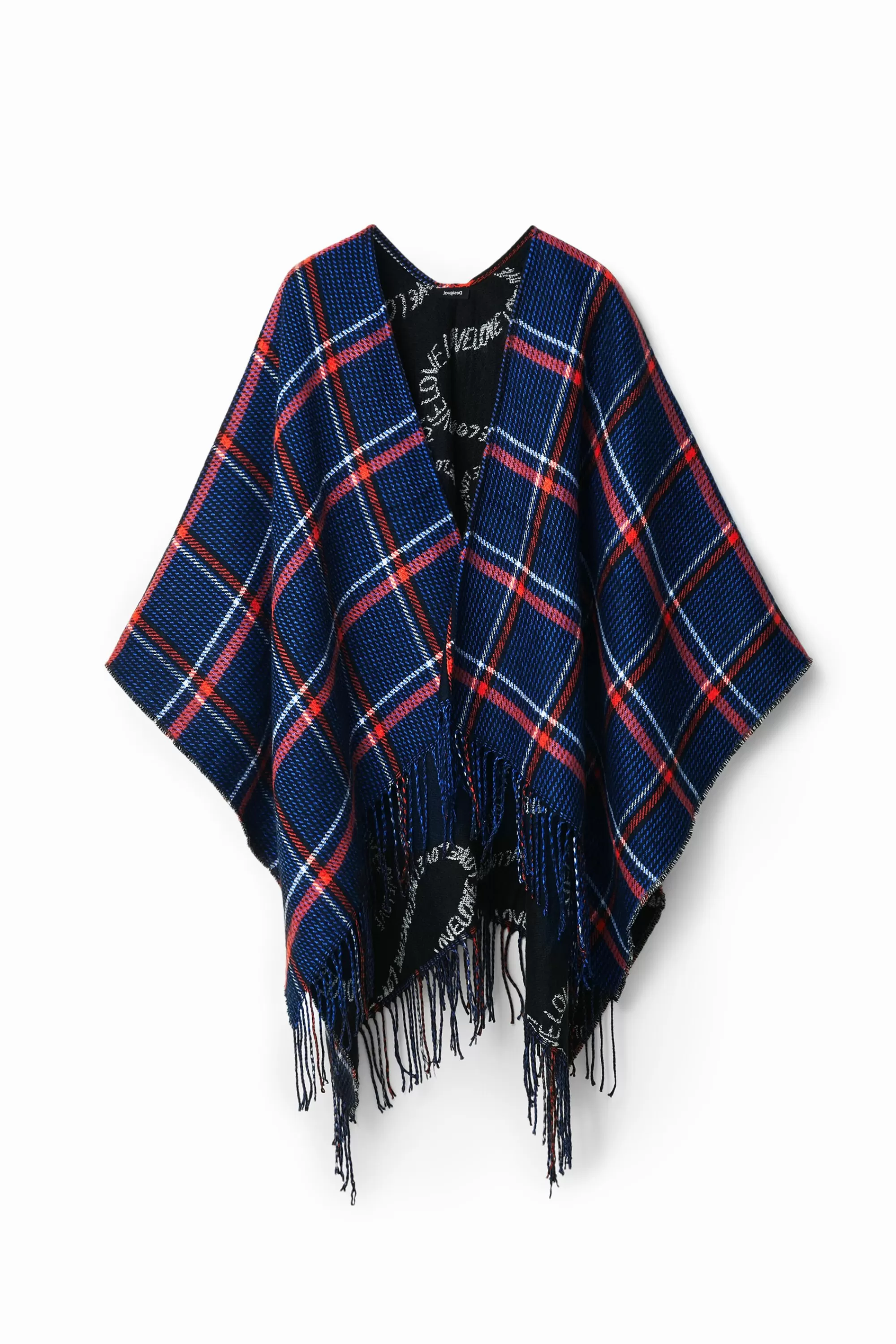 Desigual Scarves And Scarf | Ponchos>Reversible plaid poncho