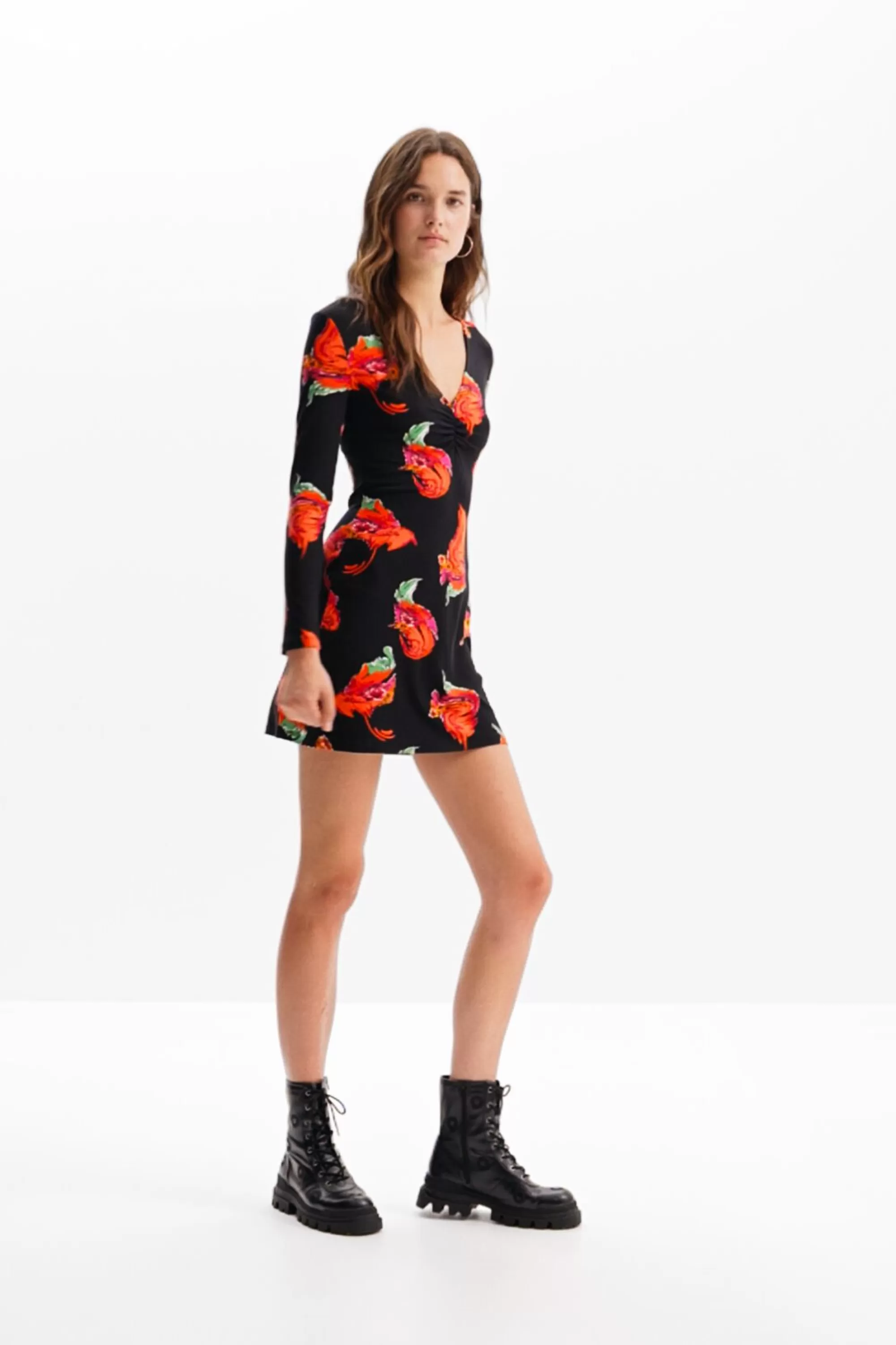 Desigual Dresses And Jumpsuits>Ribbed floral mini dress