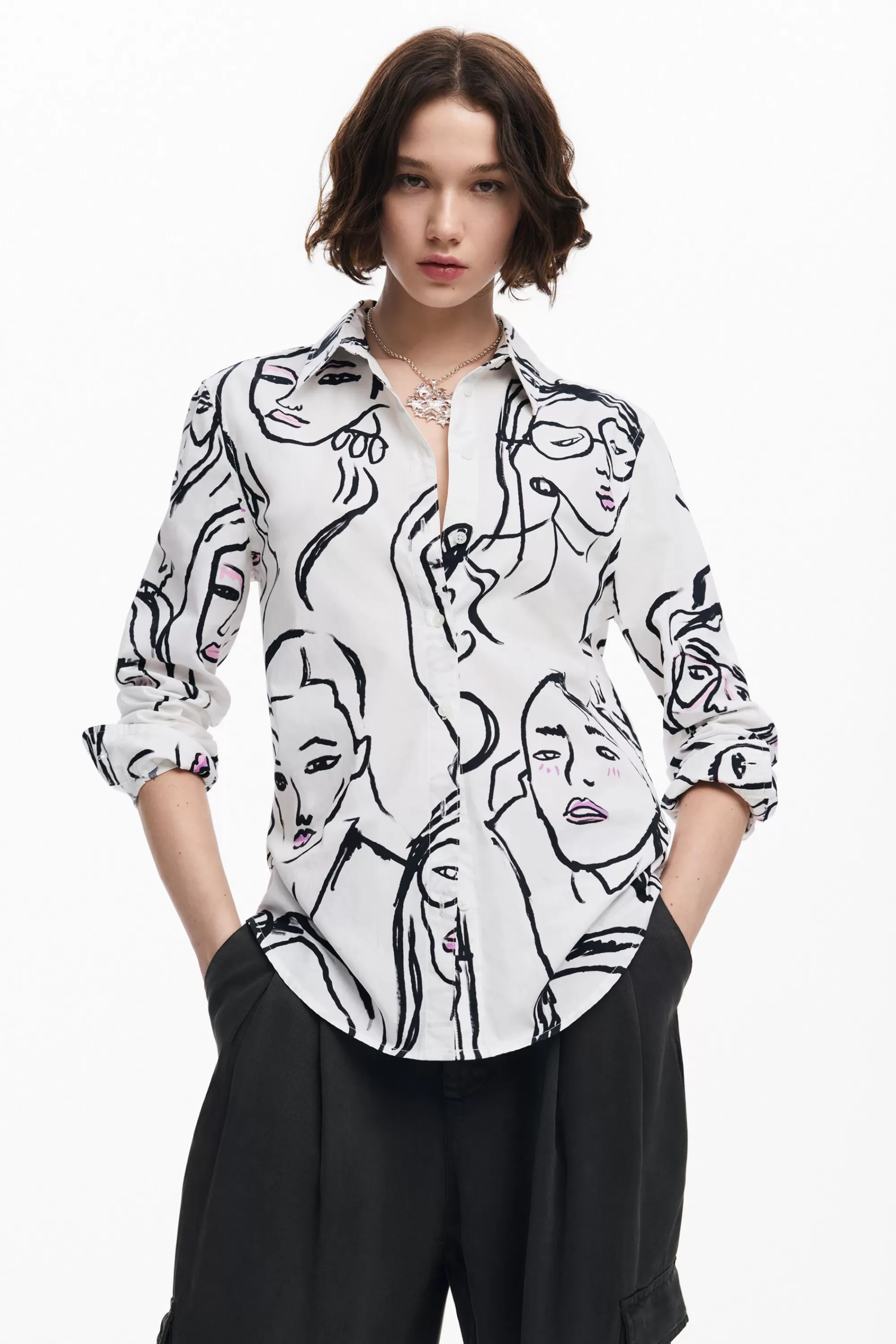 Desigual Shirts And Blouses>Shirt with face print