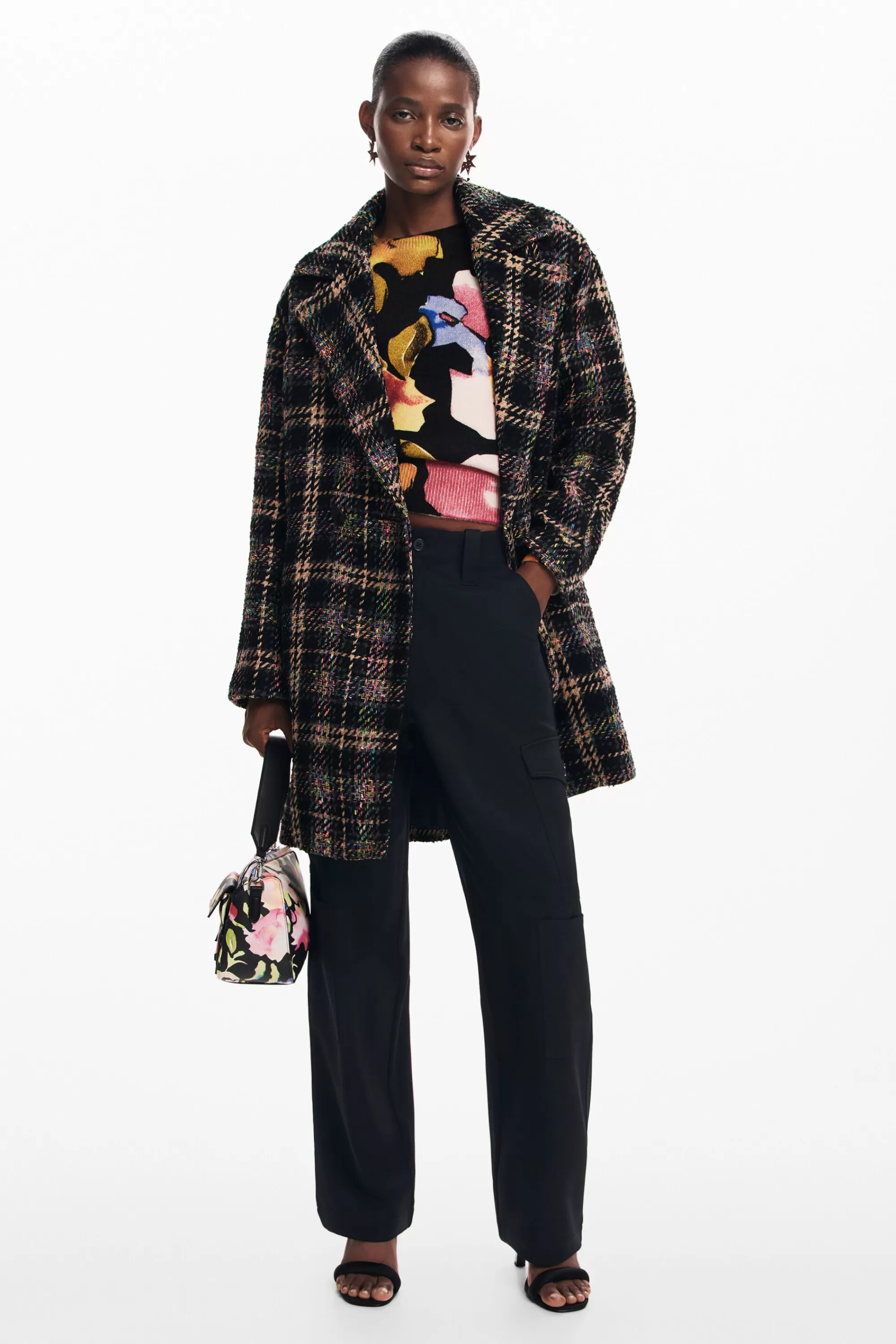 Desigual Coats And Jackets>Short checkered coat